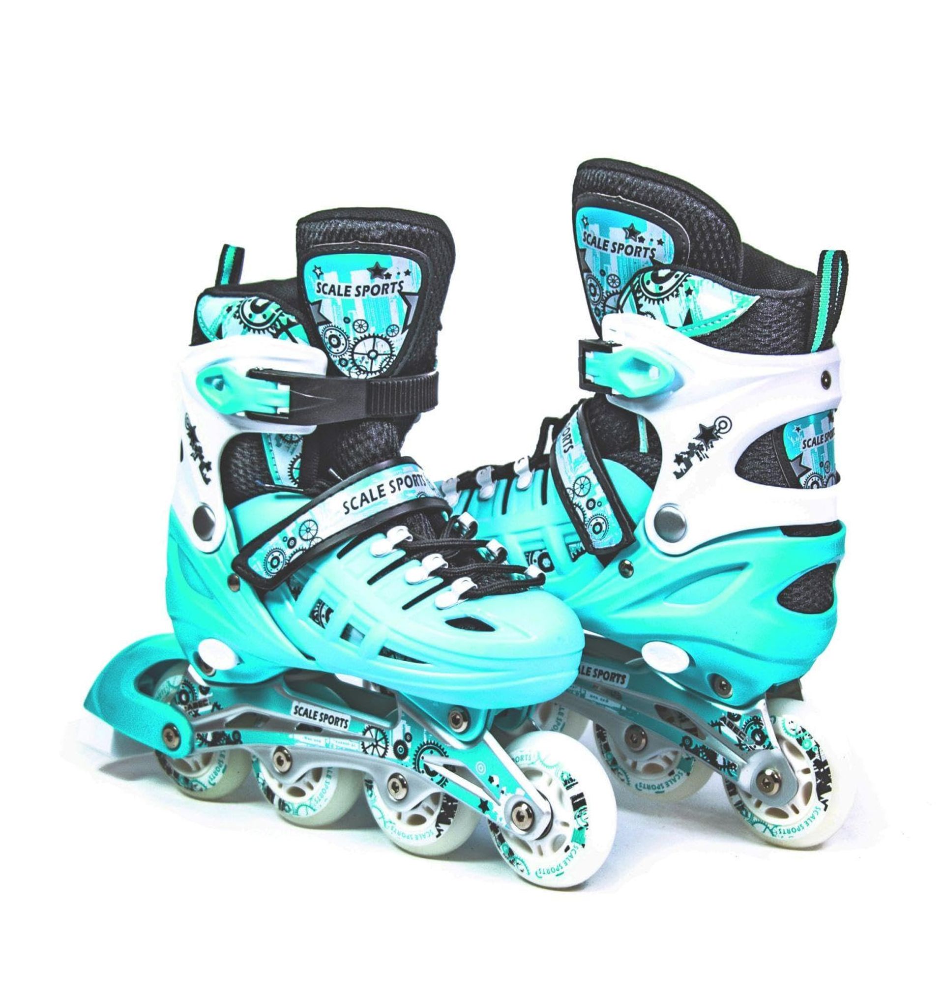 Adjustable Roller Skates with Light-Up Wheels for Kids and Adults, Comfortable Boot Design, PU Wheels, Extendable Size Fit - Mint S (UK C11-1, EU 29-32)