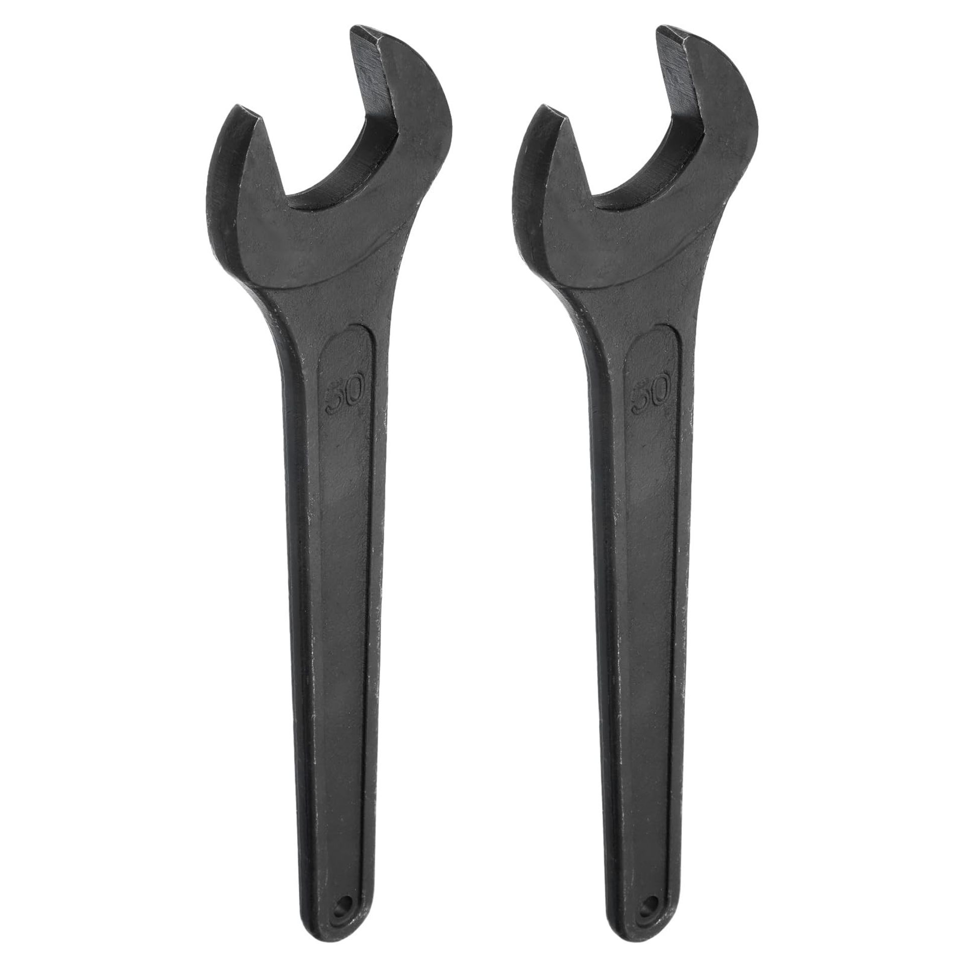 Single Open Ended Spanner Wrench Set Heavy-Duty Carbon Steel for Automotive and DIY Use - Black 50mm