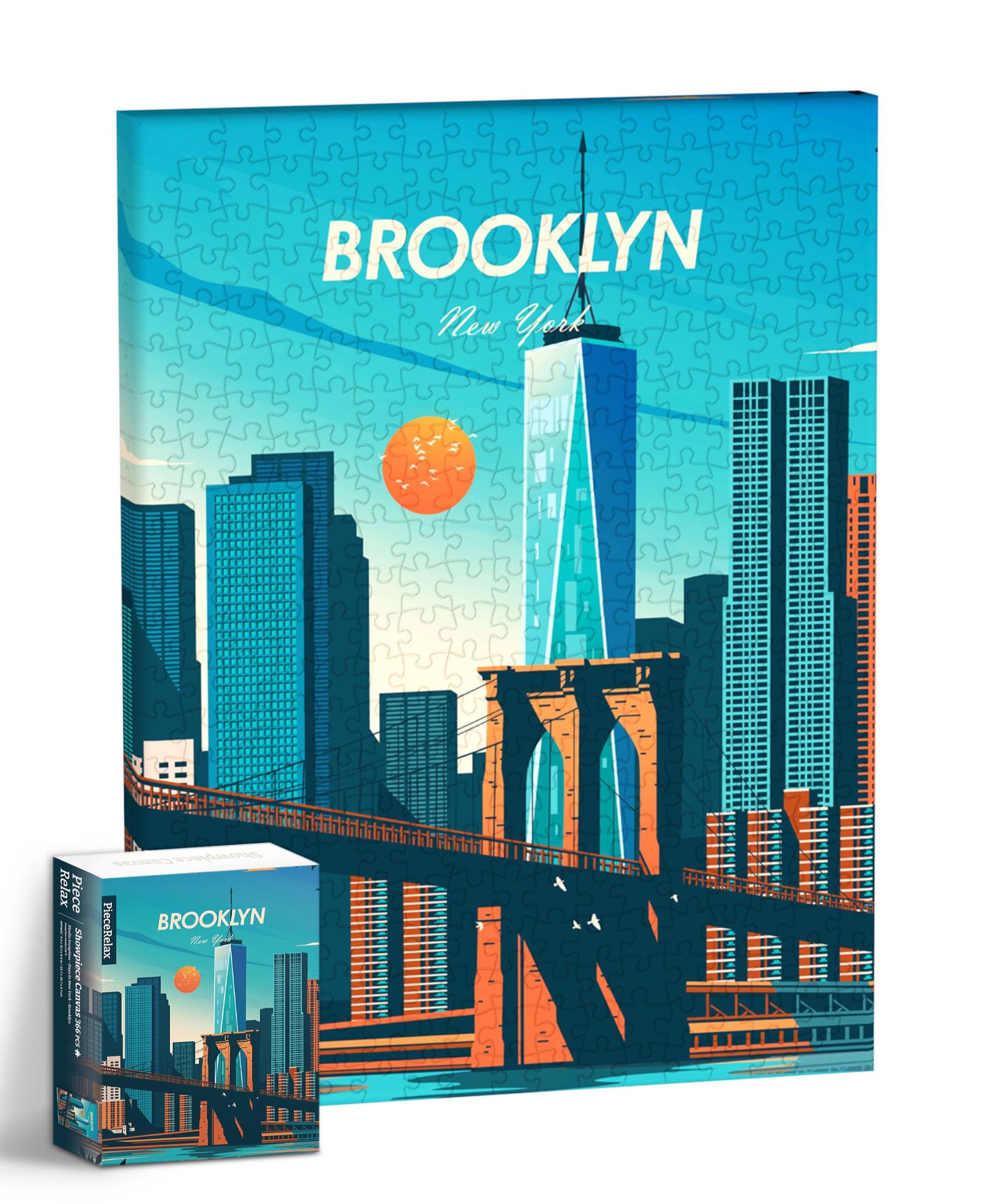 Canvas Wall Art Puzzle for Adults Decorative Jigsaw Artwork Unique Gift & Home Décor - Studio Inception Days in New York Brooklyn - Student Essentials