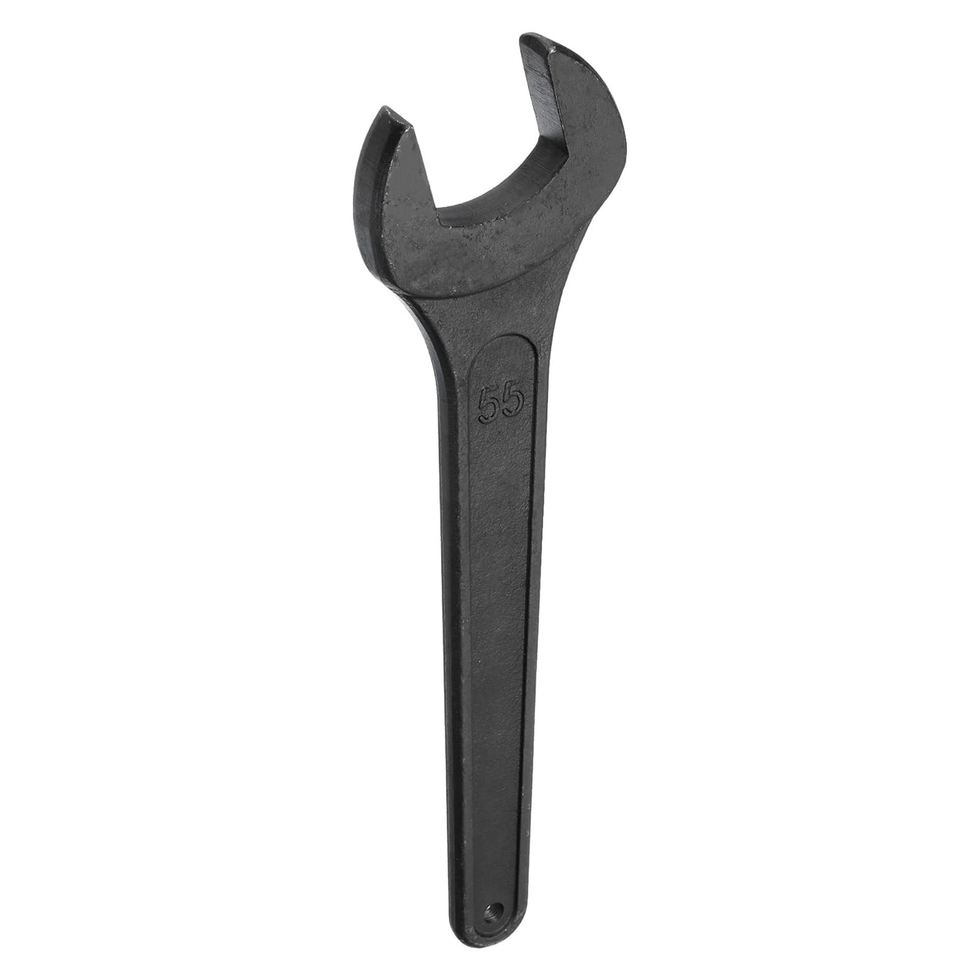 Open Ended Spanner Wrench Thickened Carbon Steel Tool for Automotive and DIY Use - Black 55mm