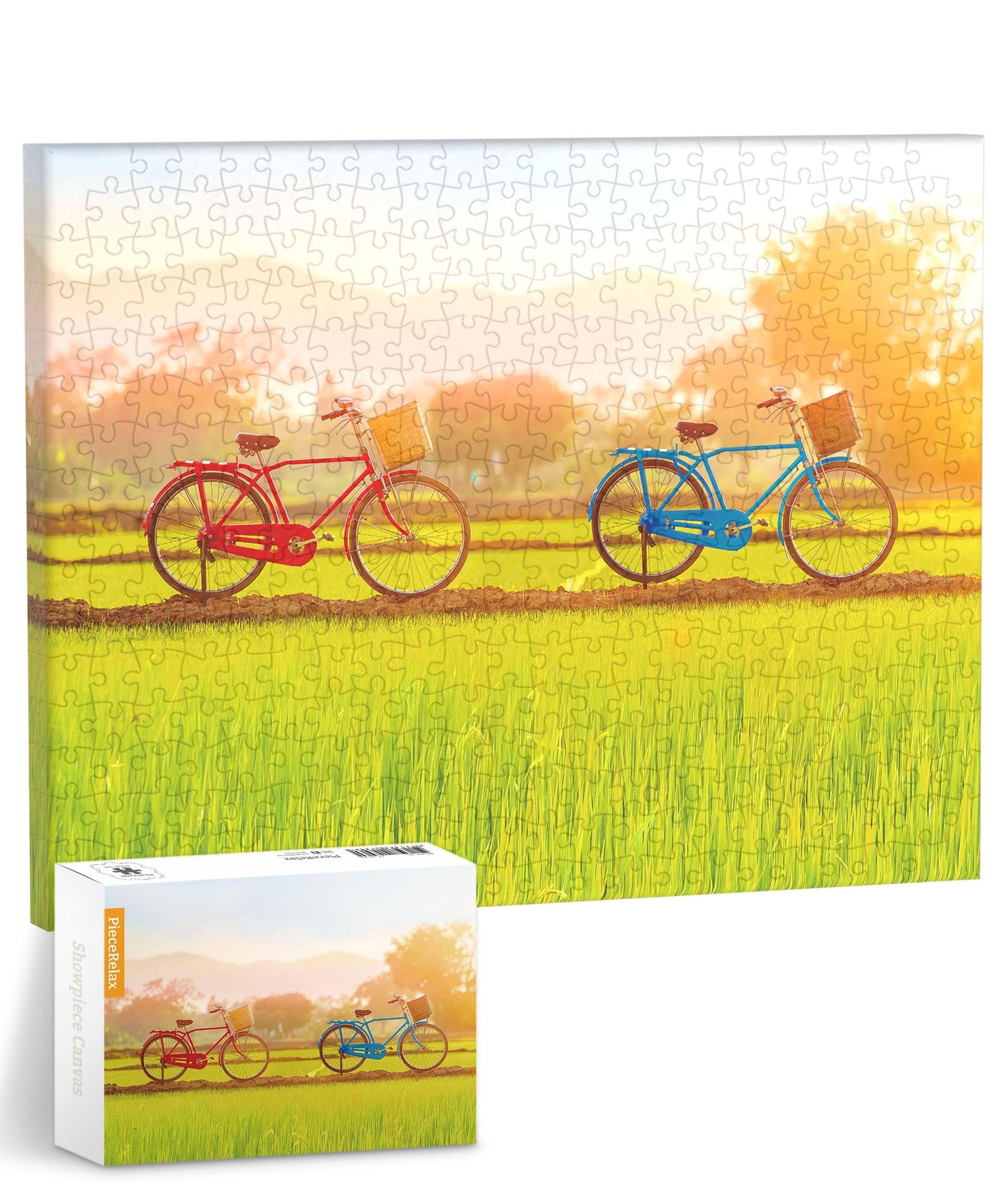 Canvas Wall Art Jigsaw Puzzle for Adults High-Density Plastic UV Print - Away from the City Sun-kissed Green Fields 12 x 9.25 inches - Student Essentials
