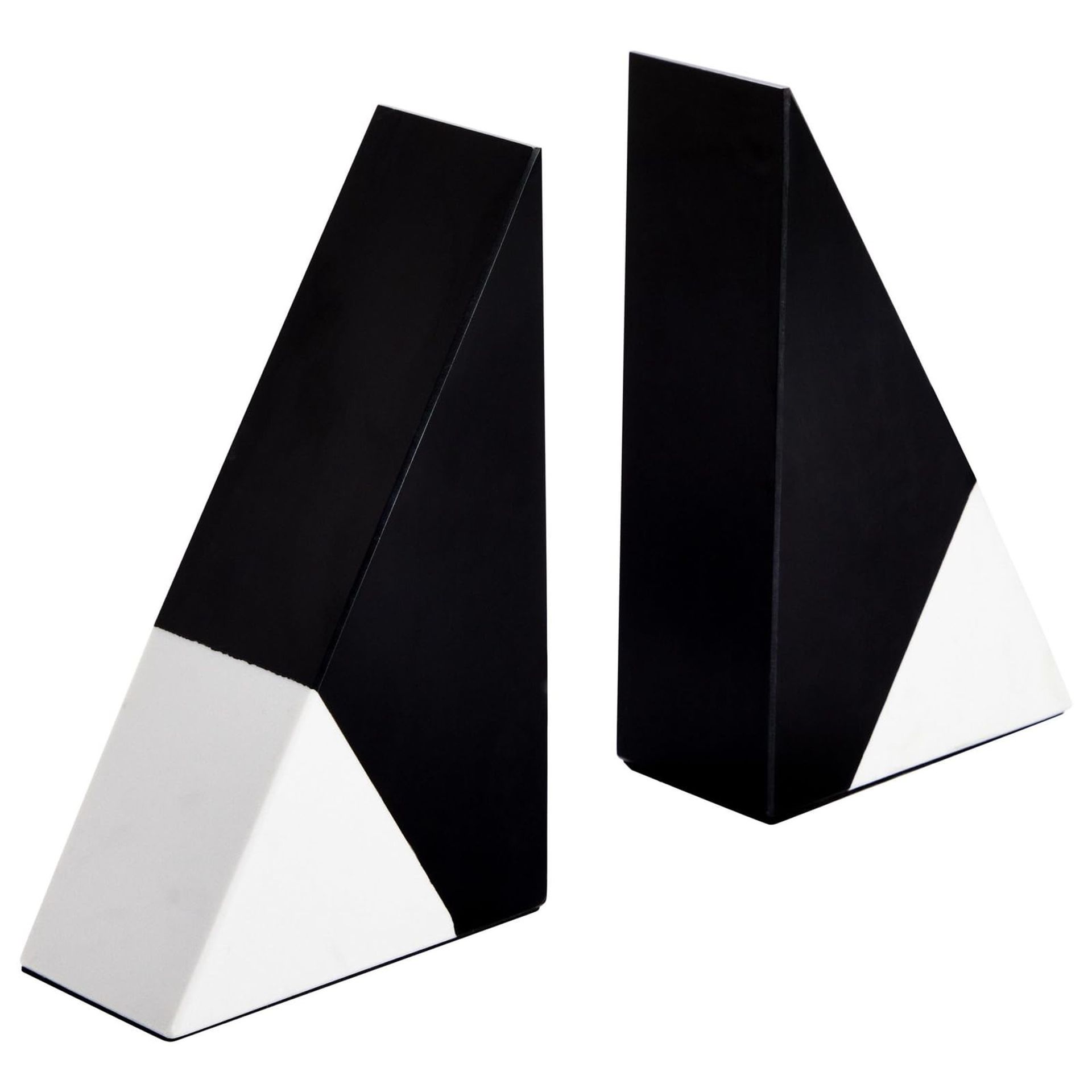 Decorative Marble Bookends Set of 2 Non-Slip Modern Stone Design - Black and White XJWDS