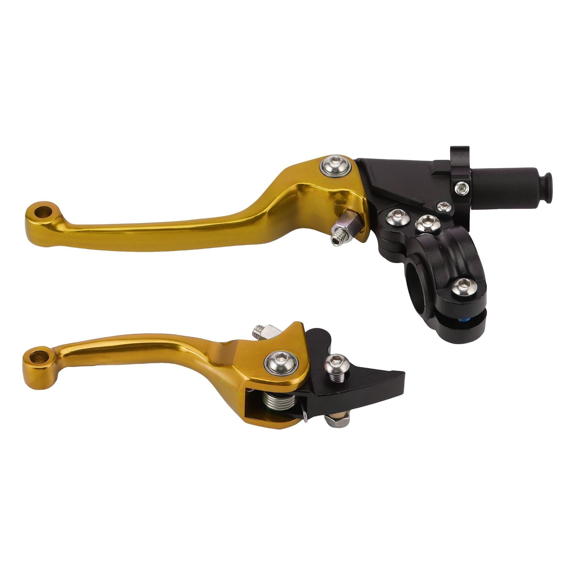 Motorcycle Folding Brake and CNC Clutch Levers Universal 22mm Anti-Fall Design - Gold Pair
