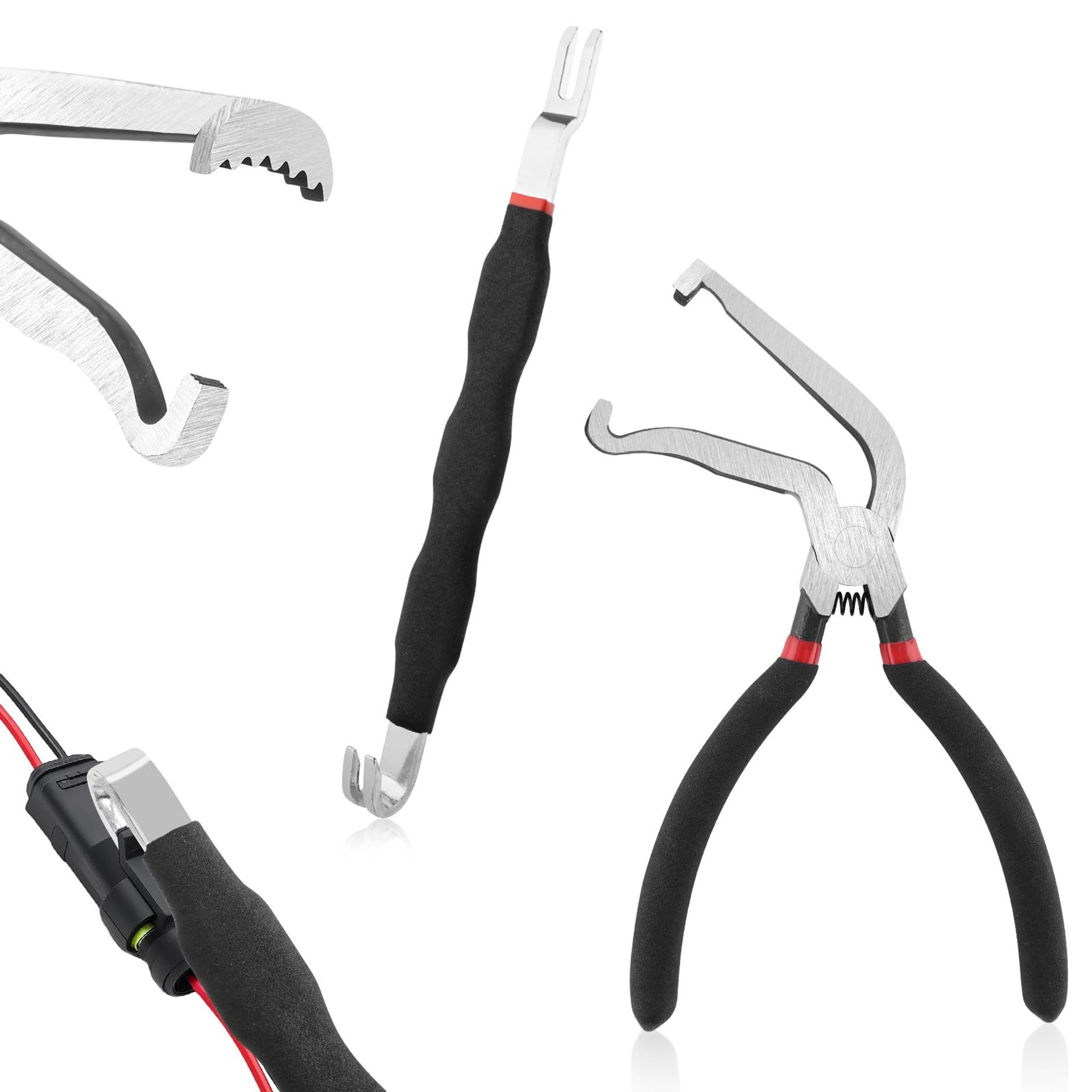 2pcs Electrical Disconnect Pliers Set Automotive Connector Separator Tool Kit for Car Maintenance and Repair - Black Y21195