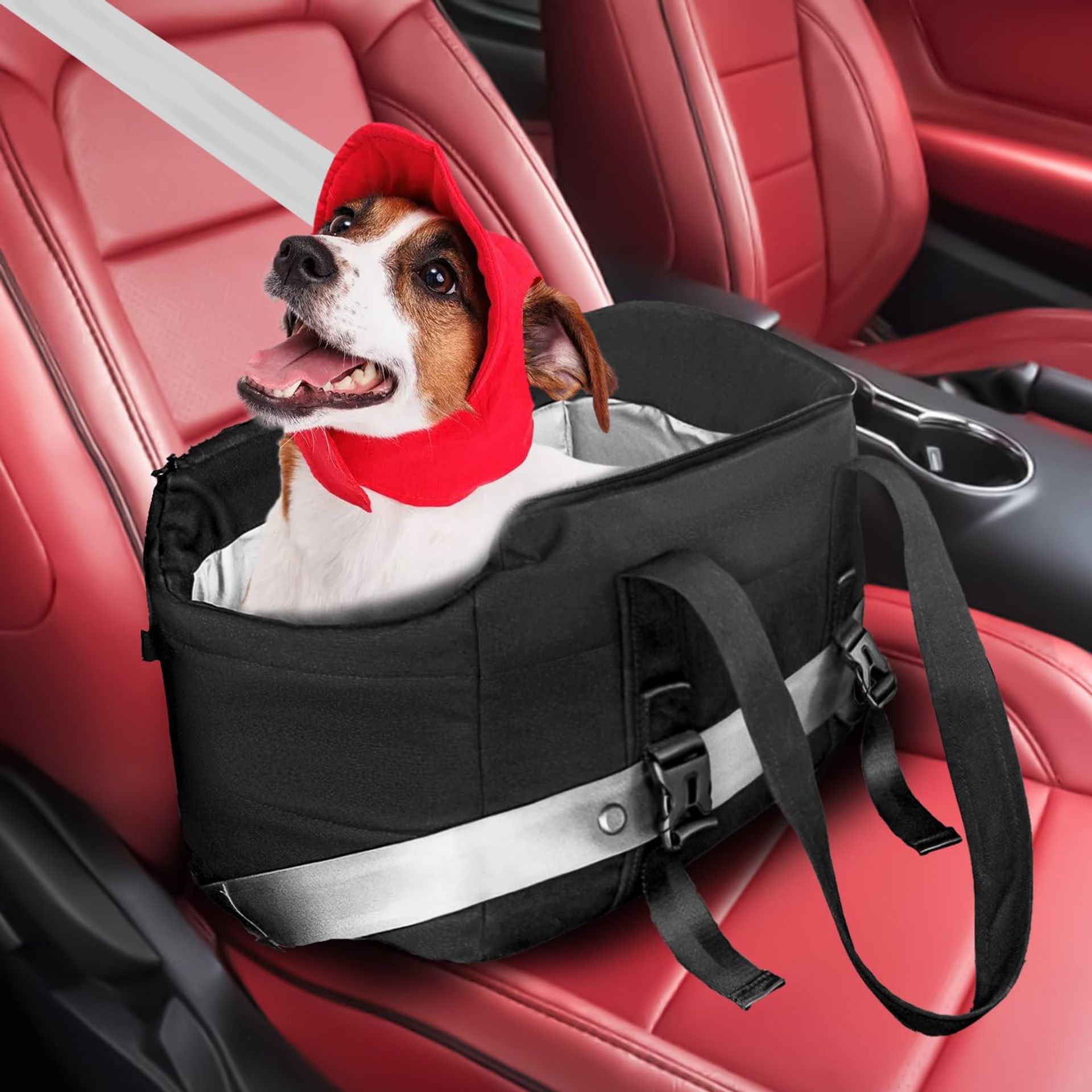 Dog Car Seat for Small & Medium Dogs Portable Booster Carrier Bed with Removable Washable Pad for Car Travel & Hiking - Black VLS-EU-DSB