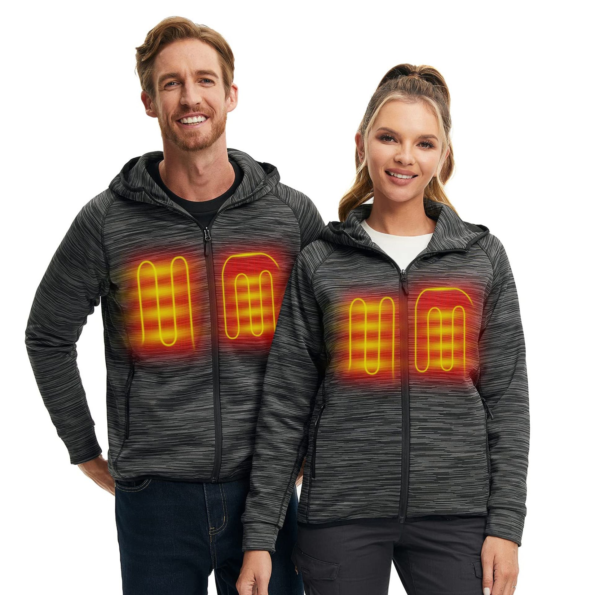 Unisex Heated Jacket Electric USB Body Warmer 3 Temperature Settings Washable - Black S