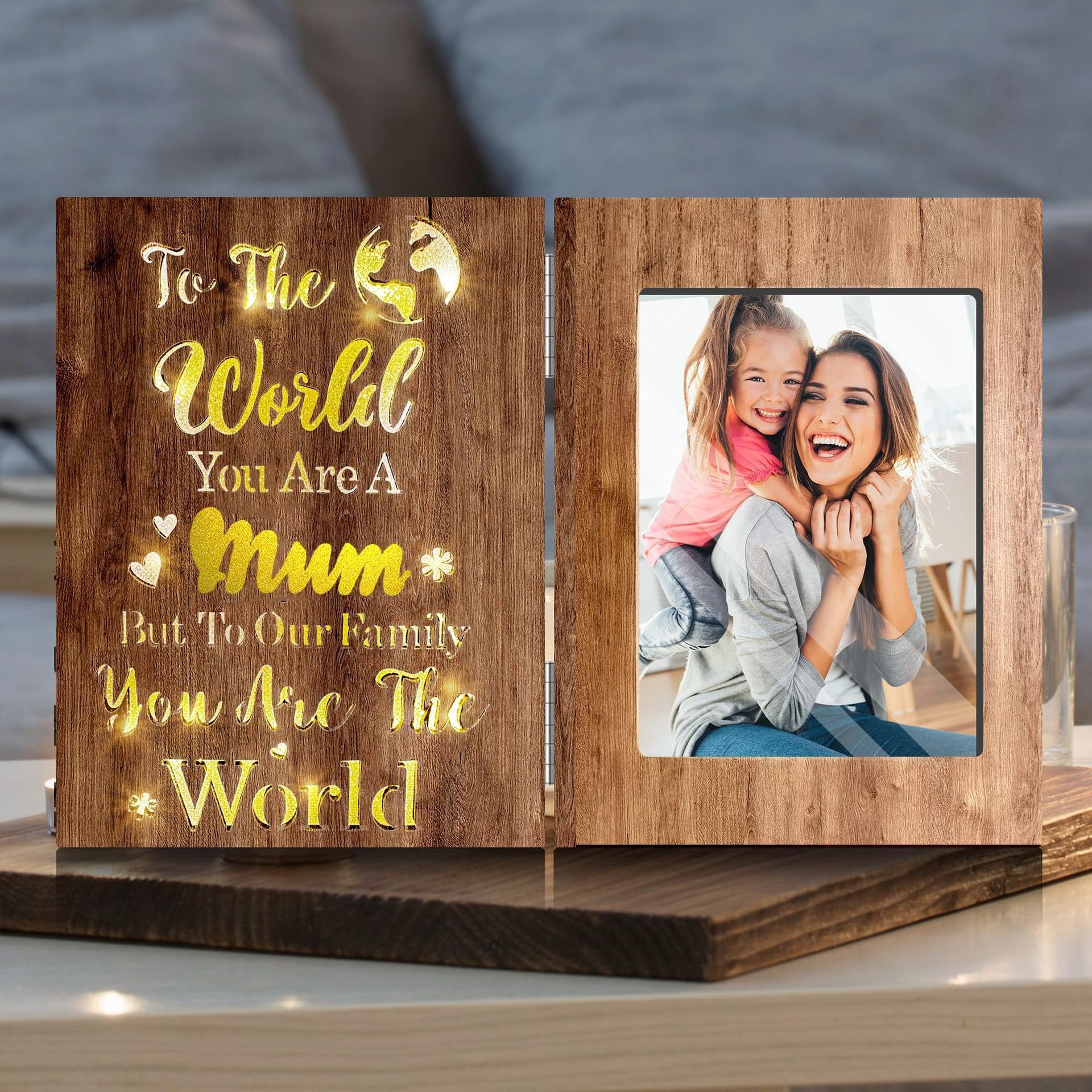 Light Up Photo Frame Gift for Mum with LED Illumination 6x4 Inch Display - Mum Style