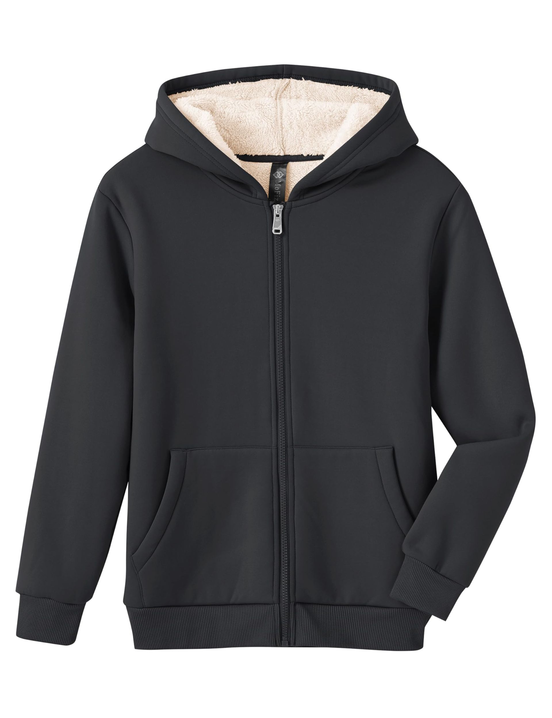 Kids Fleece Lined Zip Up Hoodie Warm Sherpa Jacket for Winter - Dark Green 13-14 Years