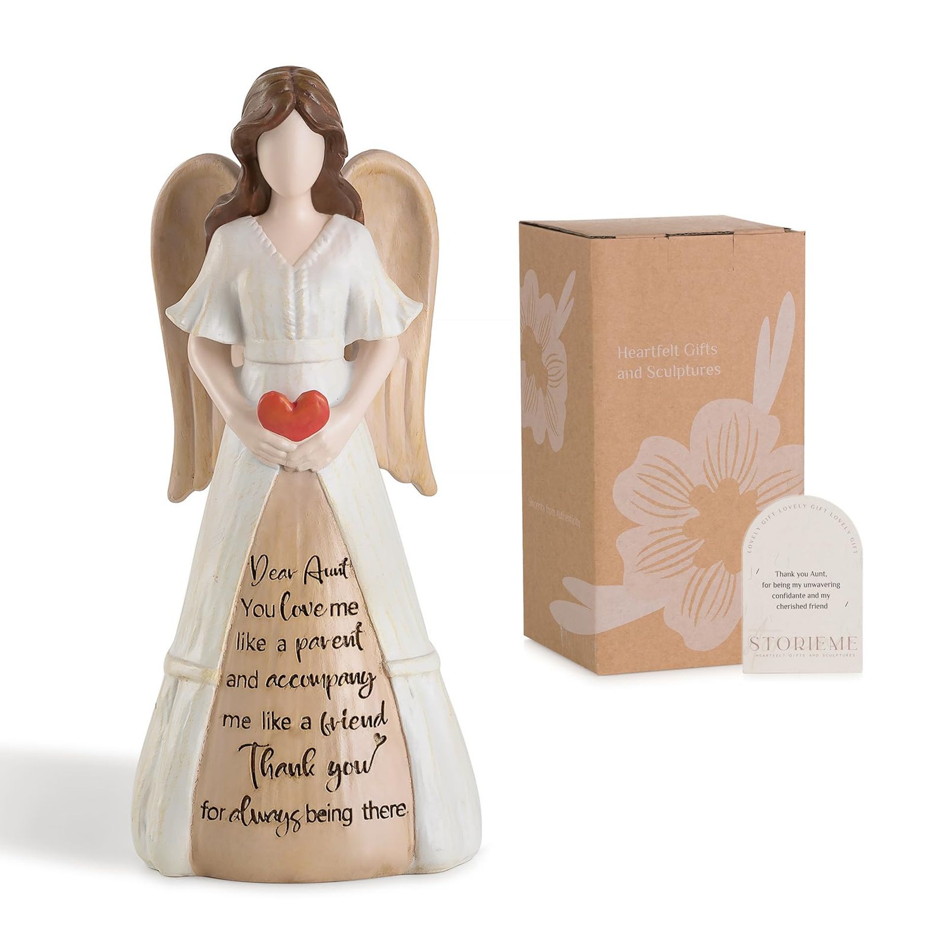 Angel Figurine Gift for Aunt Handcrafted Ornament Ideal for Birthday, Mother’s Day & Christmas - Beige 19cm