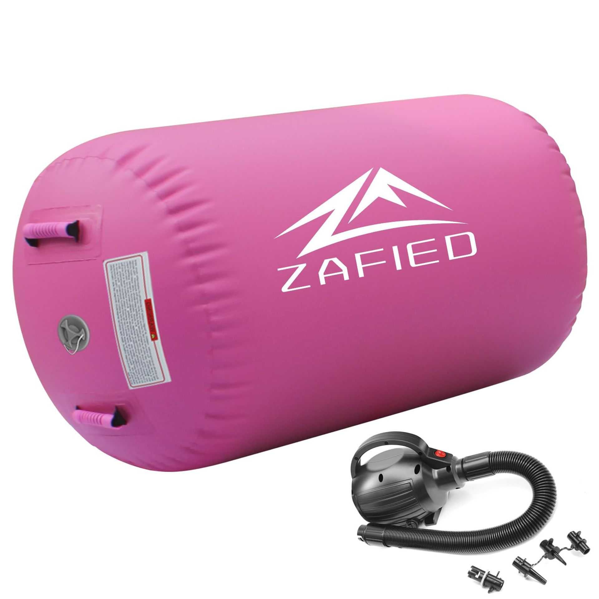 Inflatable Air Roller Gymnastics Barrel with Pump for Yoga, Tumbling and Exercise Training - Pink 120 x 90 cm