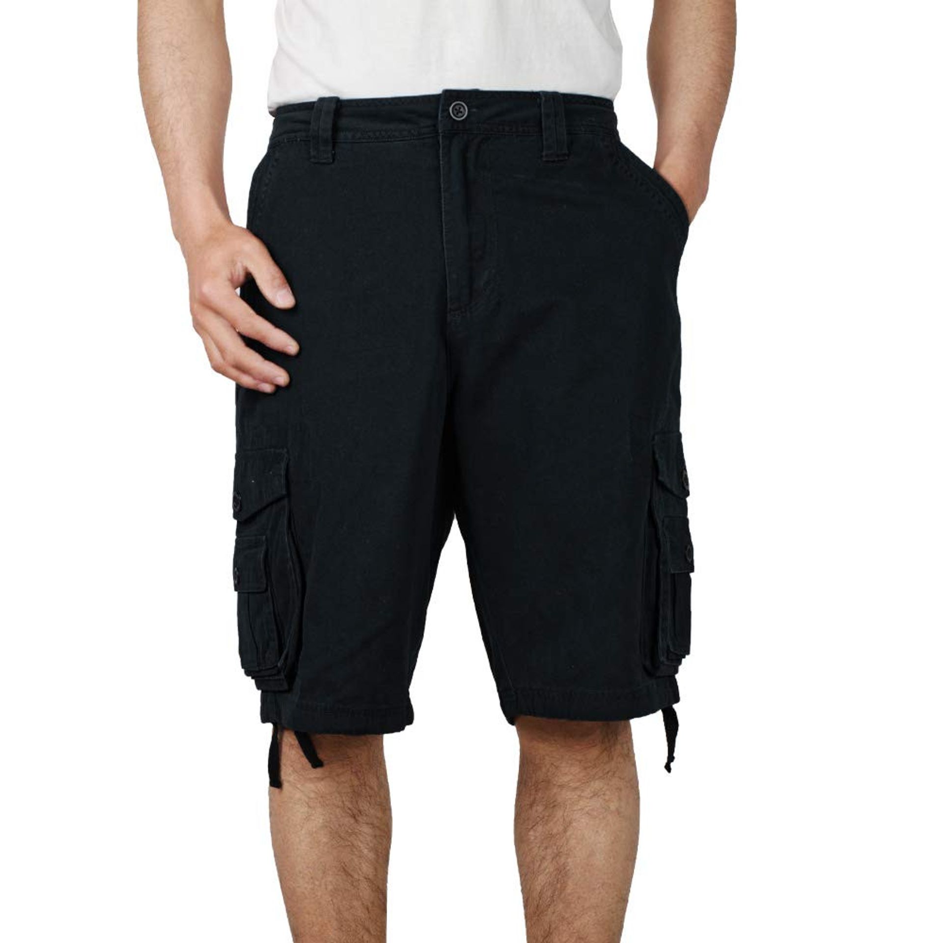 Men’s Cargo Shorts Relaxed Fit Multi Pocket Outdoor Cotton Workwear - Black 34