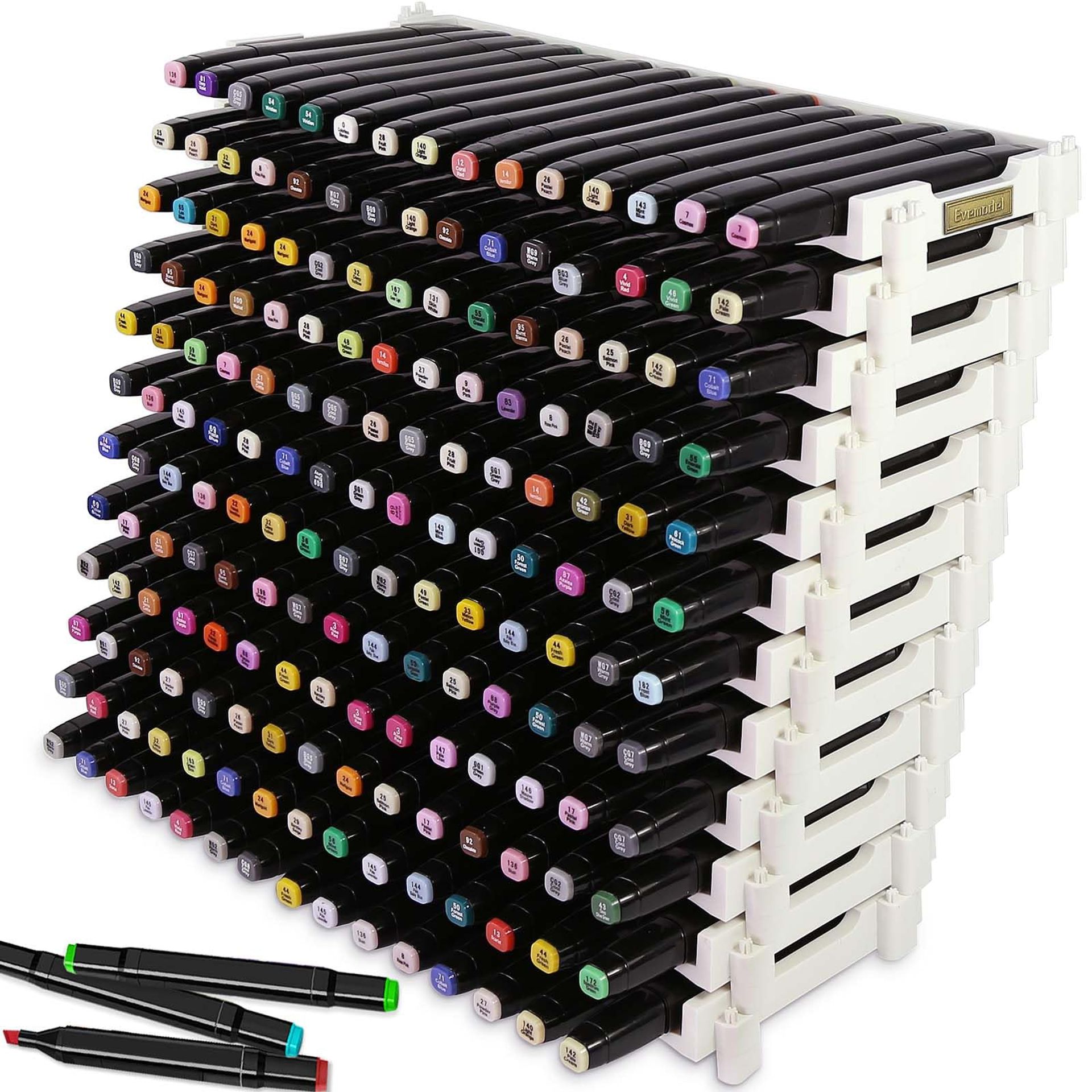 Penholder Display Rack 6-Layer 90-Slot Stackable Organiser for Art Markers, Home, School & Office - White 12pcs