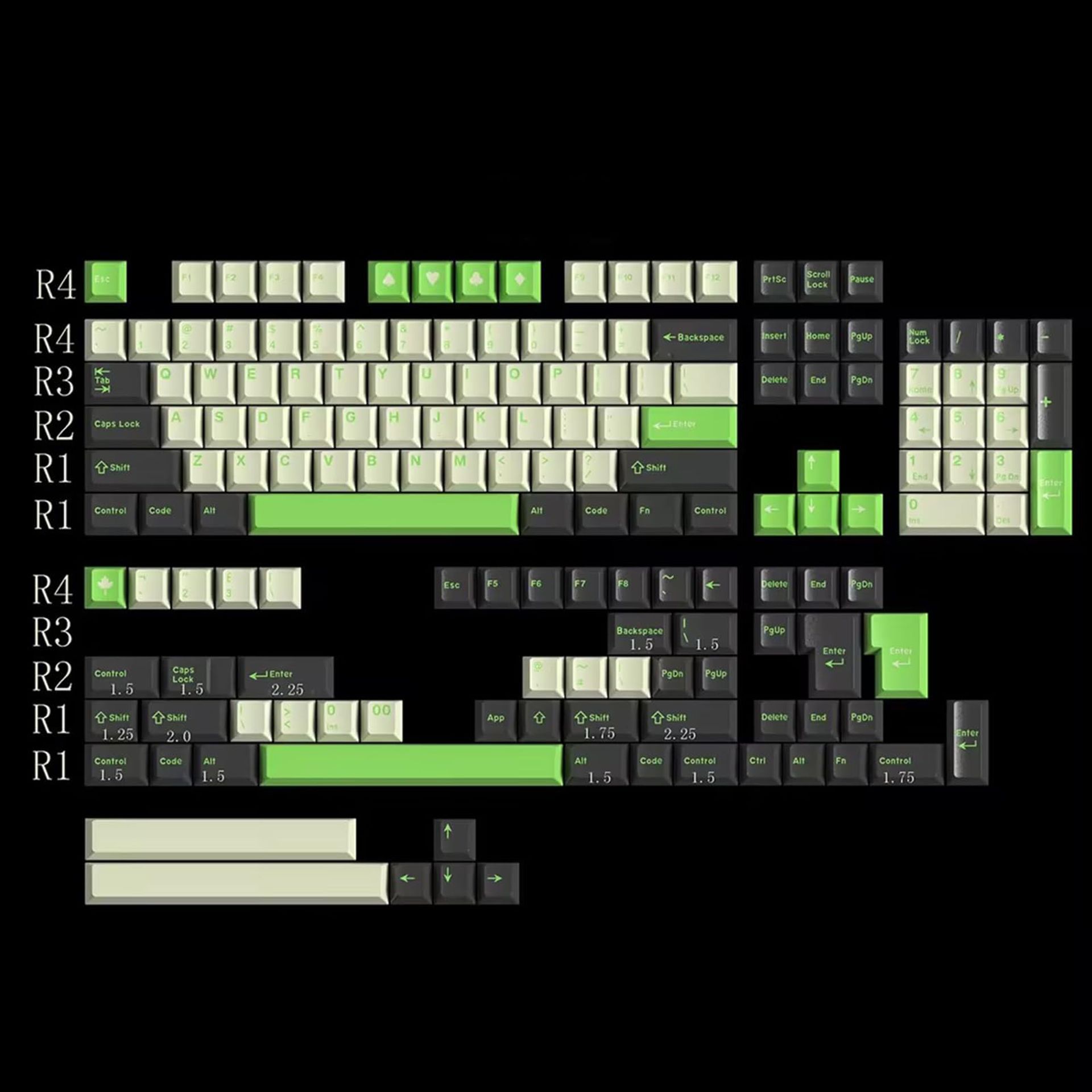 163-Key Mechanical Keyboard Keycap Set Cherry MX Compatible Doubleshot PBT for ISO/ANSI Layouts - Coniferous Keycaps