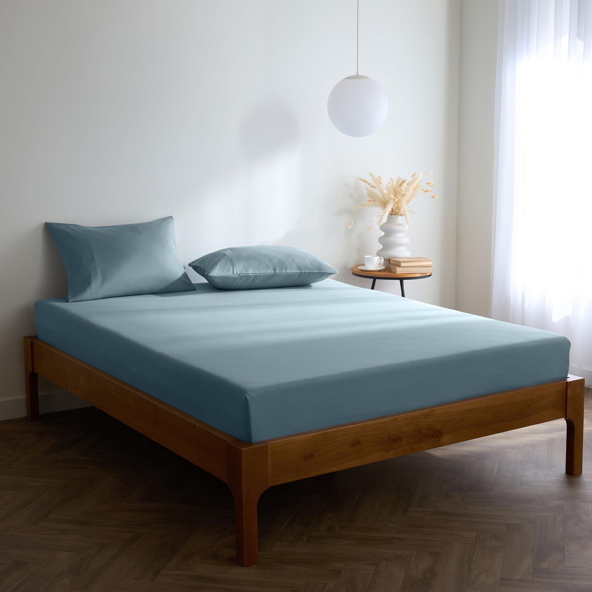 Super King Fitted Sheet Soft Microfibre 40cm Deep Elastic Corners Fade Resistant - Spa Blue 180x200cm