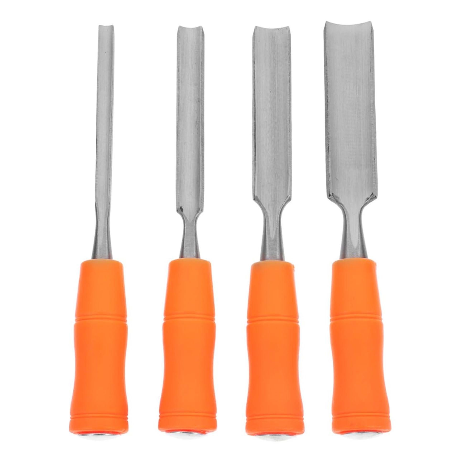 Wood Gouge Chisel Set 4 Piece Professional Carving Tools for Carpentry & Woodworking - Natural Wood Handle 6mm–24mm