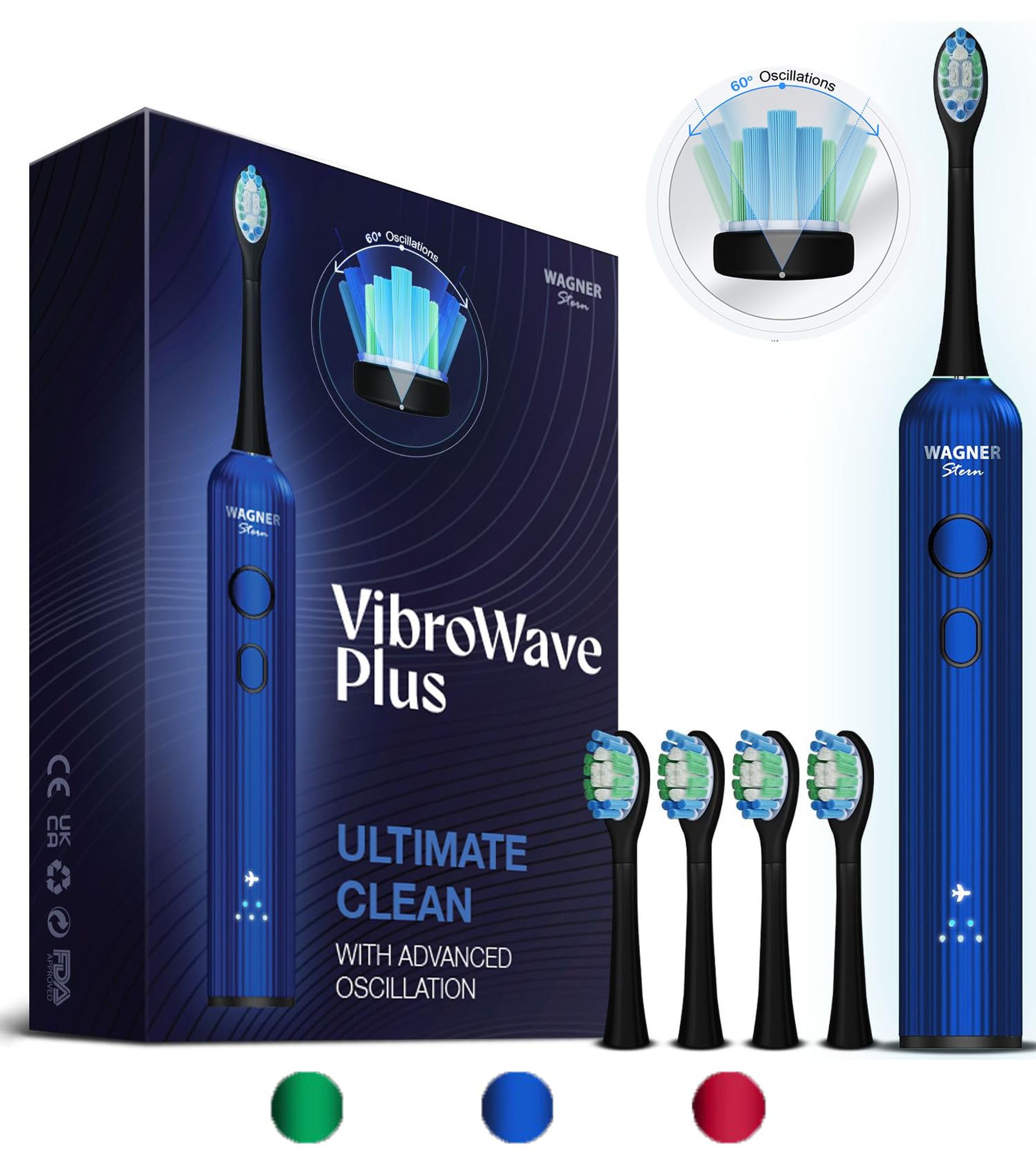 Sonic Electric Toothbrush 3 Cleaning Modes 5 Intensity Levels IPX7 Waterproof - Moonlit Blue 1 Count