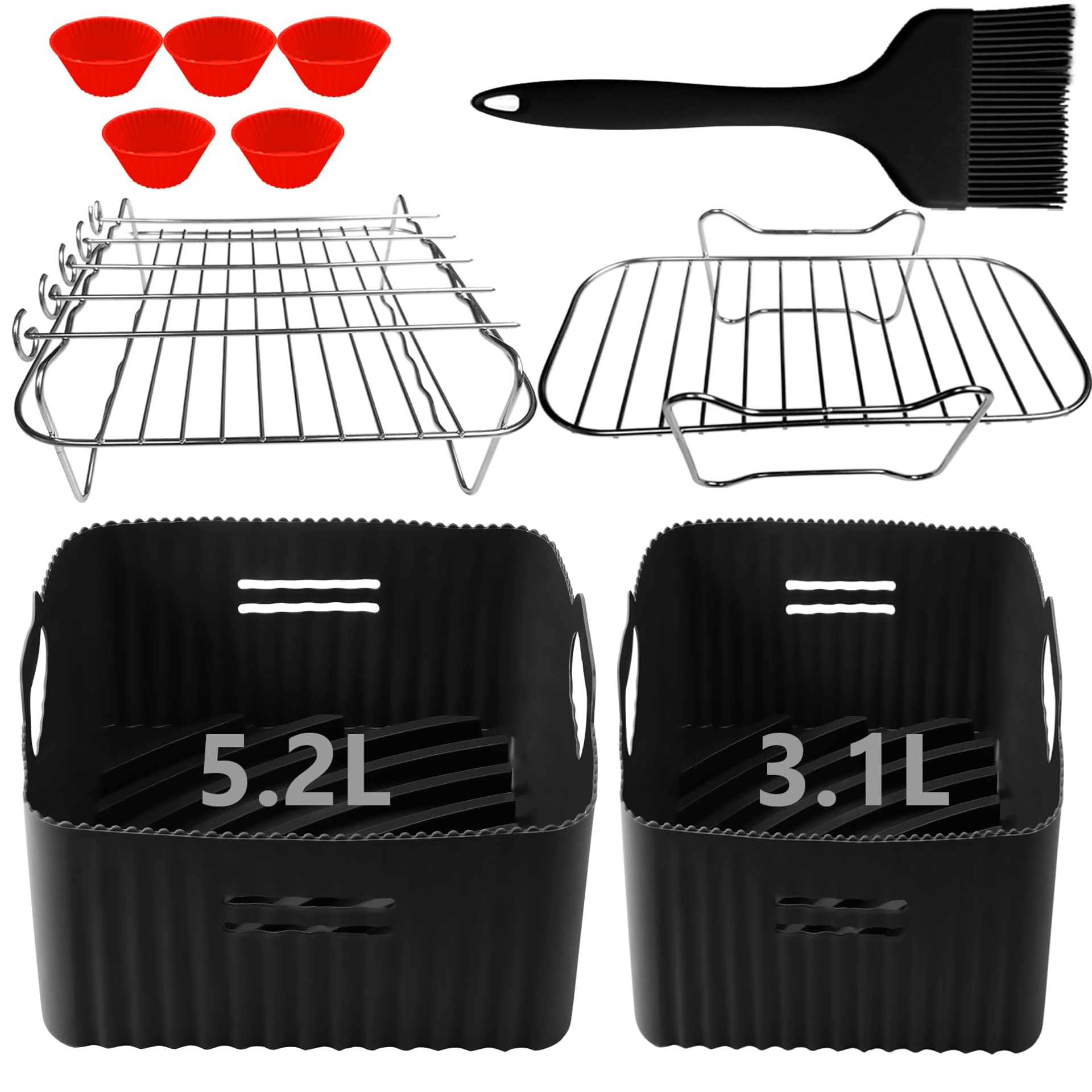 Dual Air Fryer Silicone Liners for Tefal, Tower, Lakeland, Salter & Netta - Large & Small Sizes