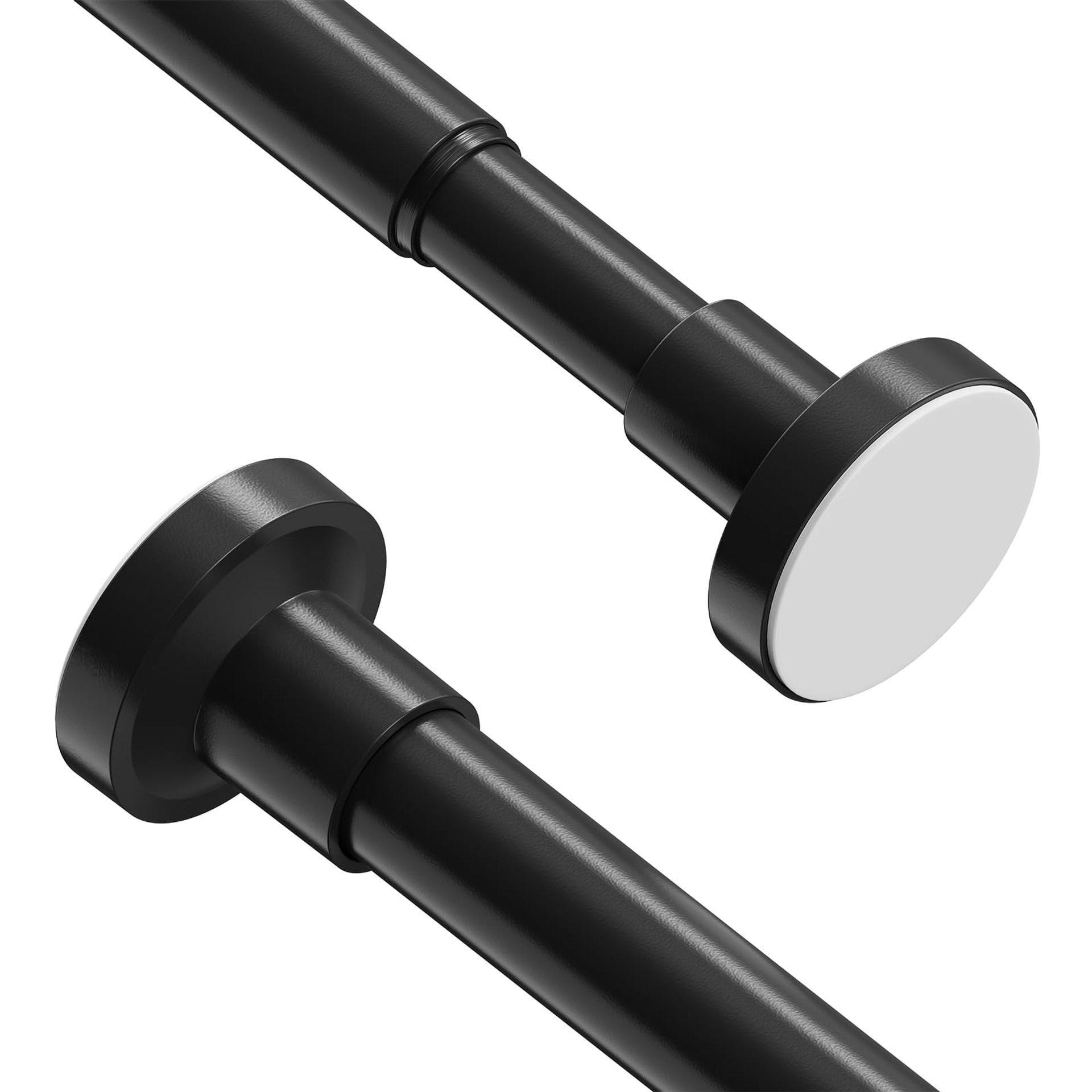 Extendable Shower Curtain Rod Set 2 Pack No-Drill Telescopic Tension Rail for Bathroom, Window or Closet - Black 48-118cm
