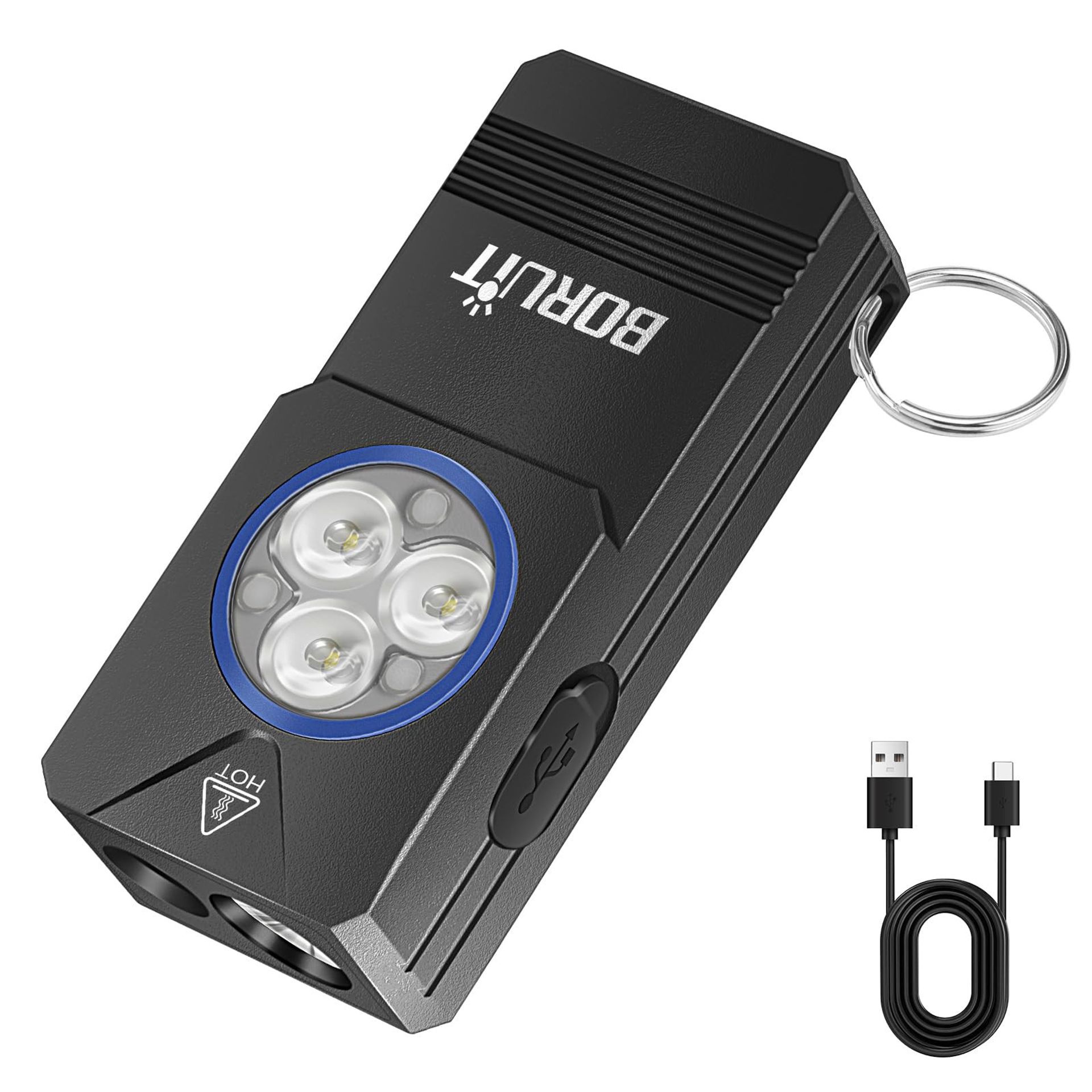 Mini LED EDC Torch 550 Lumens 365nm UV Light USB-C Rechargeable Magnetic Tail IP66 Waterproof - Black EV30
