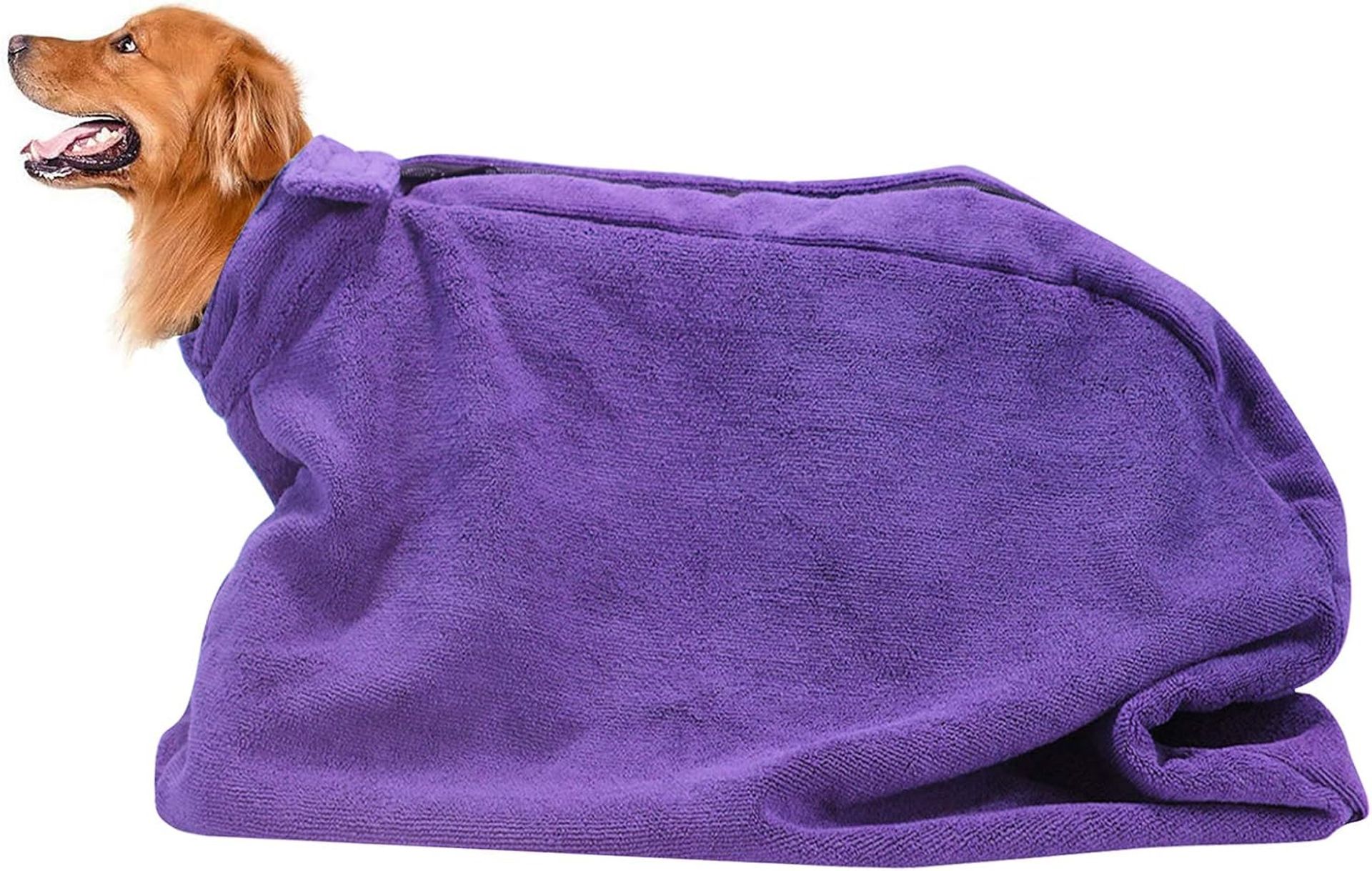 Dog Bathrobe Towel Super Absorbent Microfibre Fast Drying Pet Robe - Purple X-Small