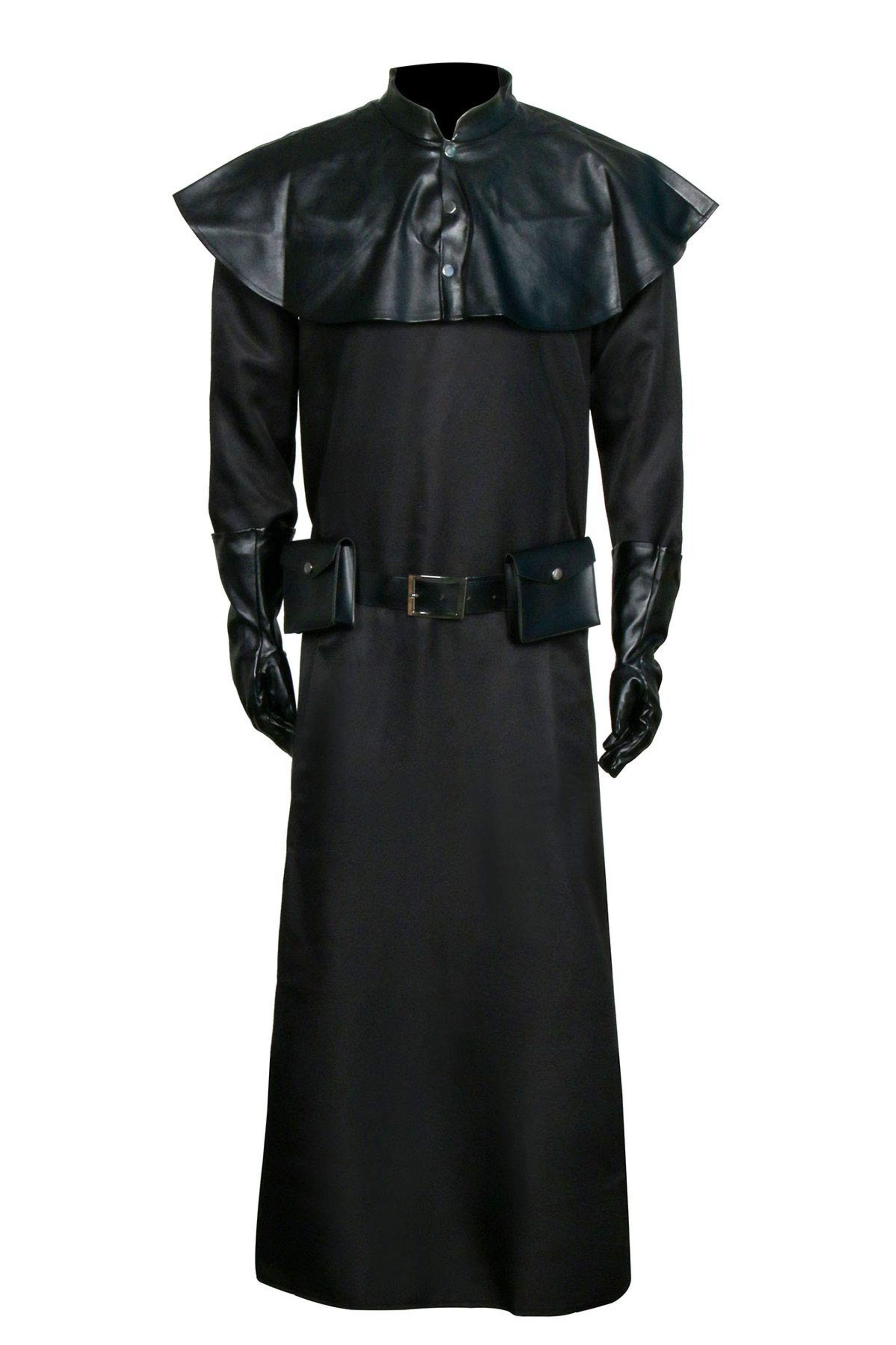 Plague Doctor Halloween Cosplay Costume Medieval Steampunk Fancy Dress Robe - Black XXL