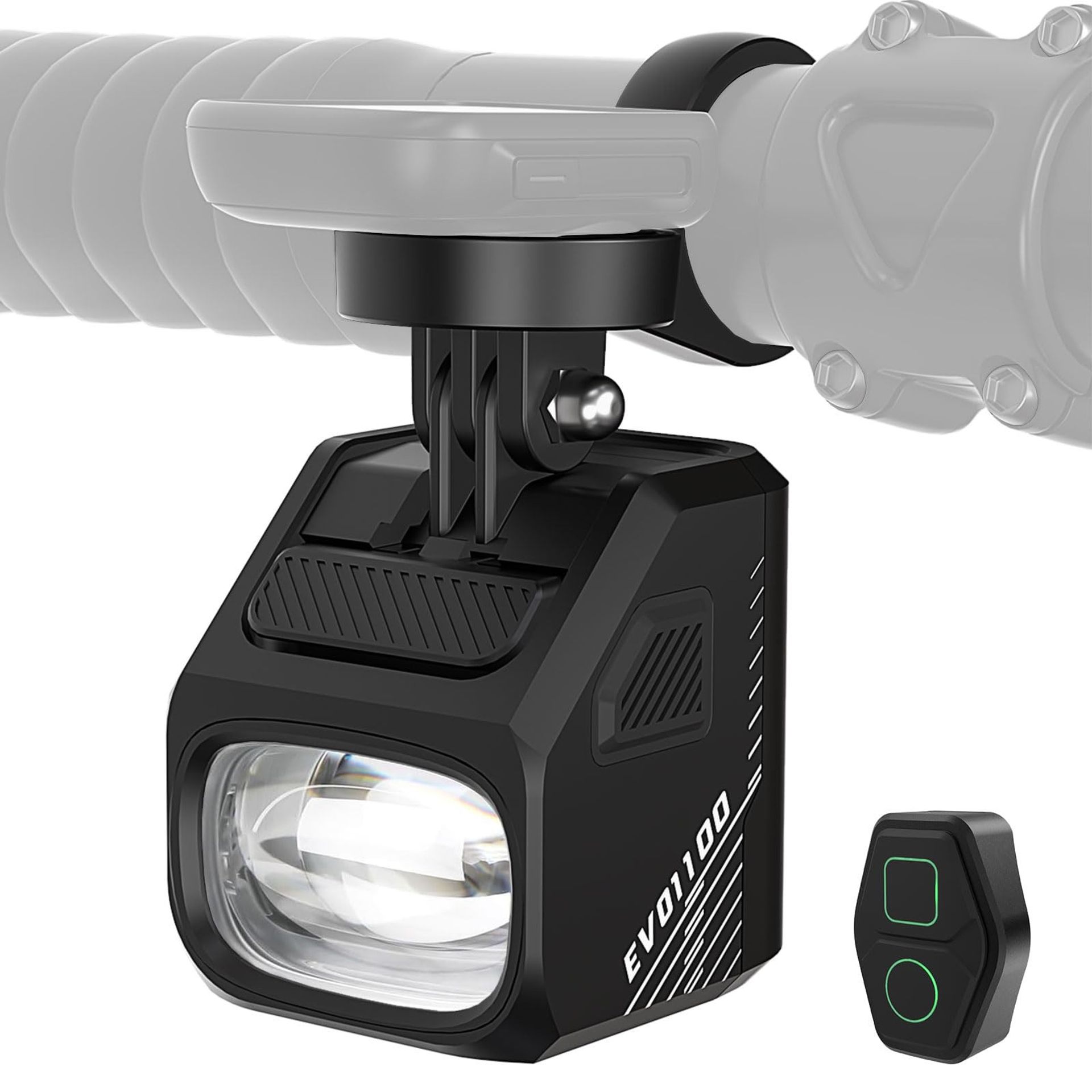 EVO 1100 Underneath Mounted Bike Light USB-C Rechargeable LED IPX6 Waterproof with Cut-Off Line Beam and Memory Function - Black