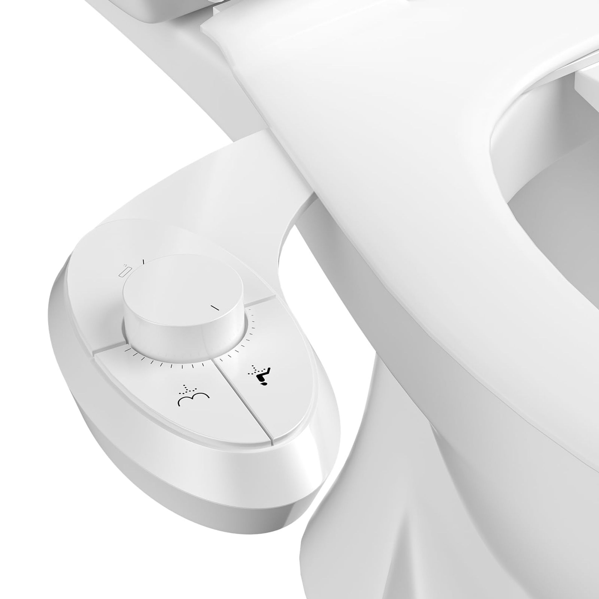 Clear Bidet Attachment for Toilet Self-Cleaning Dual Nozzle with Adjustable Water Pressure and Easy Installation - White JSQB013-W