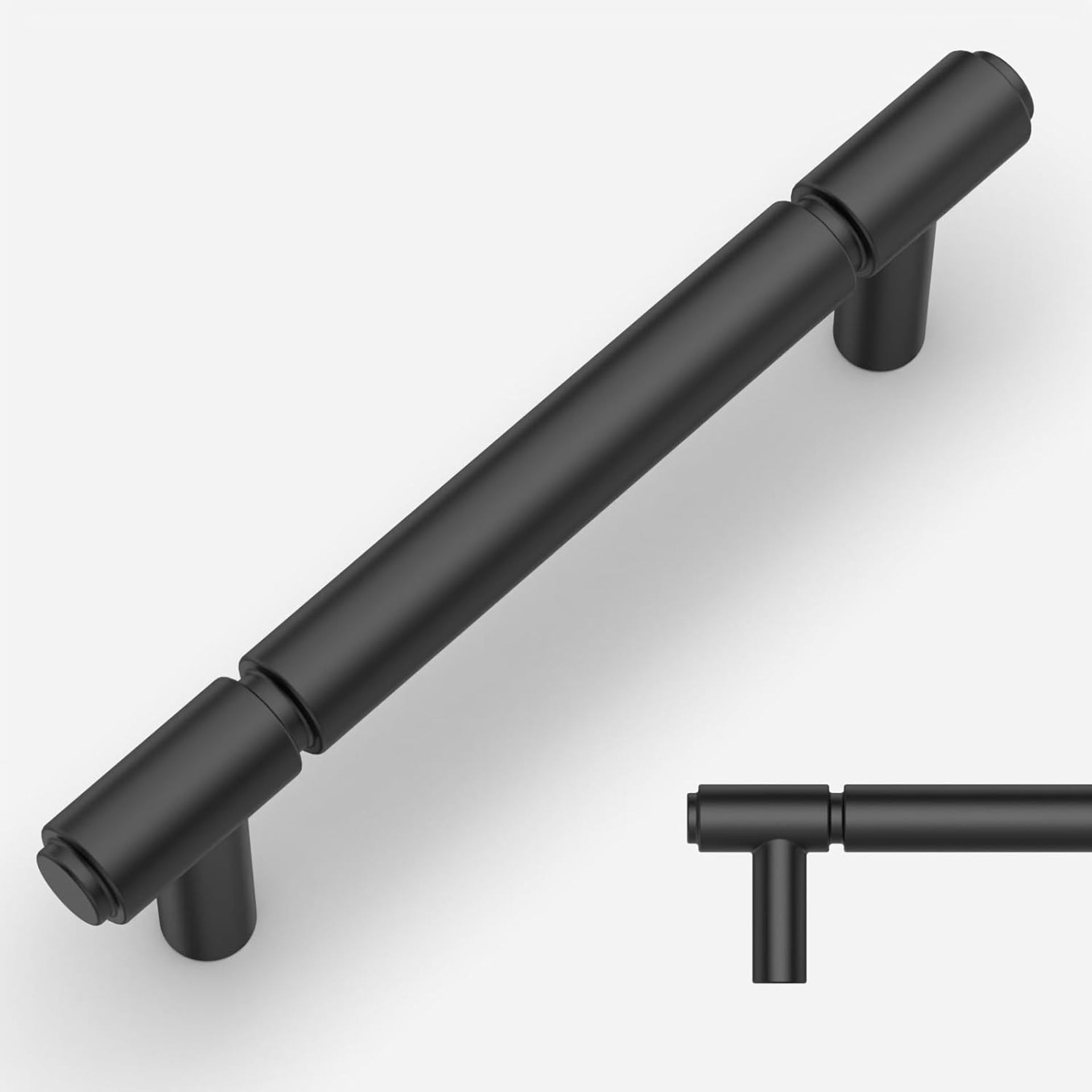 Cabinet Pull Handles Set of 10 Modern Drawer & Door Grips 96mm Hole Centre - Matte Black