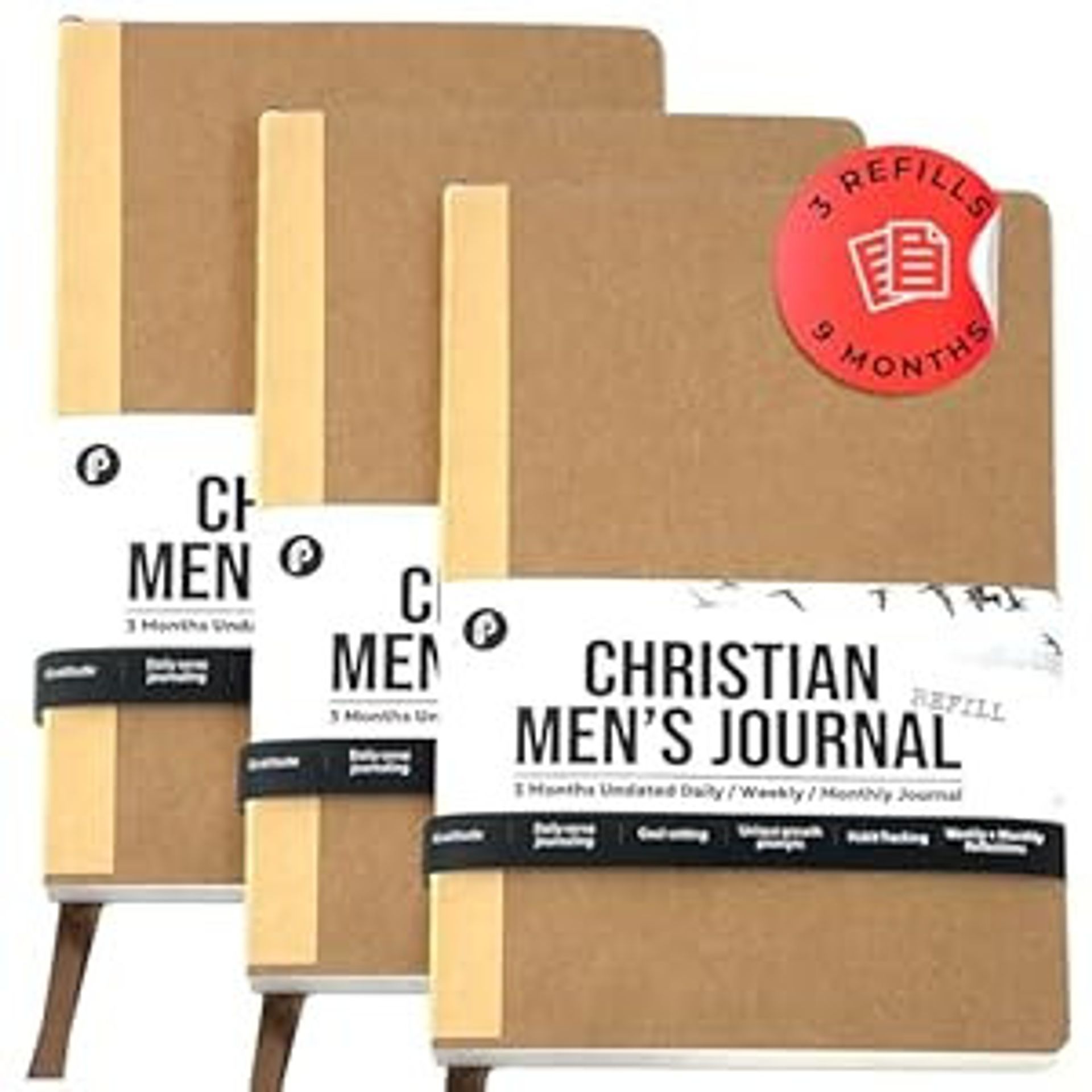 Christian Bible Prayer Journal for Men 9-Month Refill Undated Scripture Study Planner - Men's Refill 9 Months