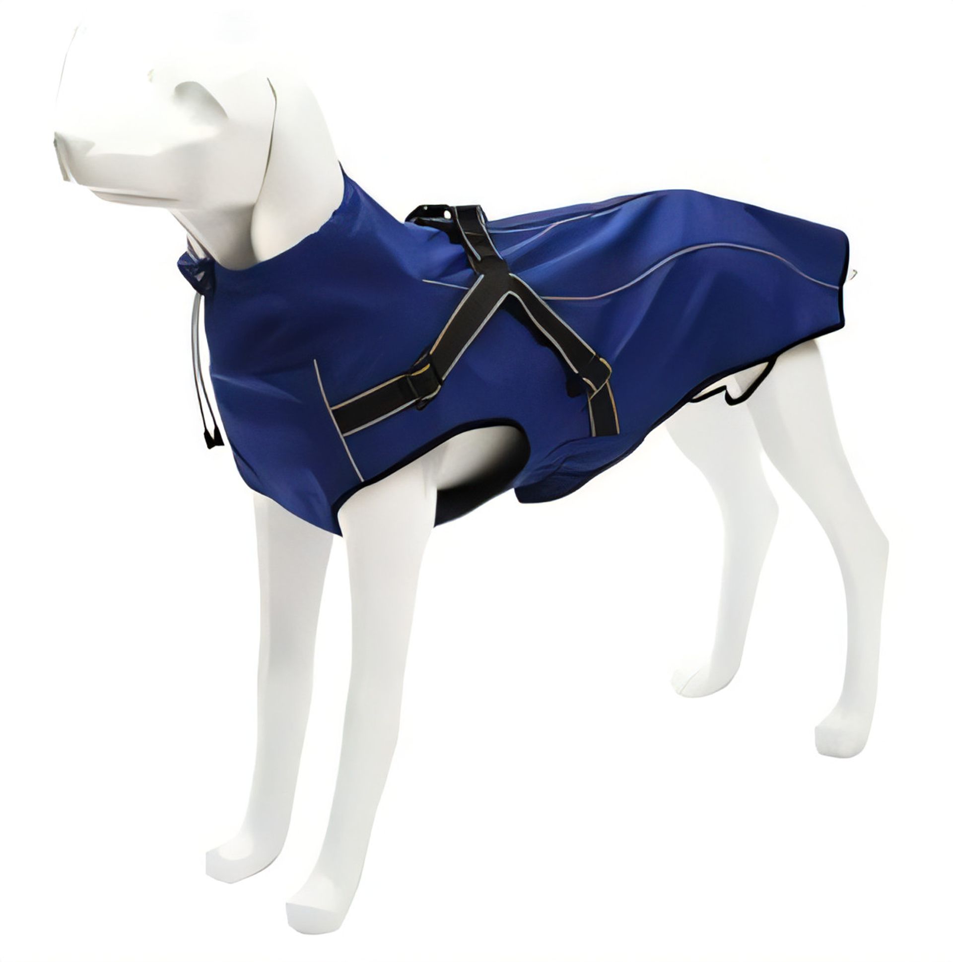 Windproof Dog Vest with Reflective Strips, Warm Winter Sport Coat, High Neck Collar - Blue XLarge