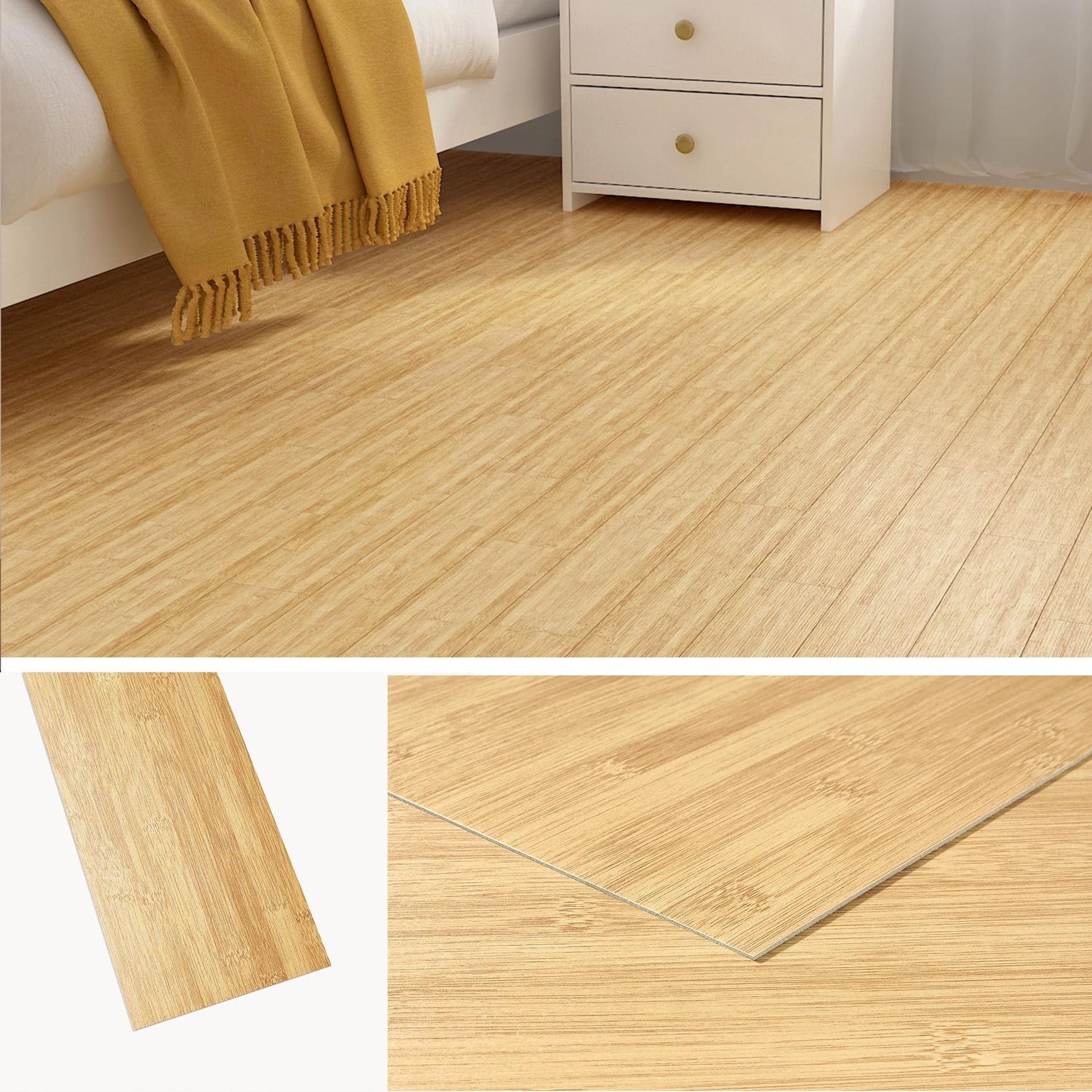 Self Adhesive Vinyl Floor Planks Peel and Stick Tiles for Kitchen & Bathroom Light Wood Effect - Light Wood 90x15CM 18 Pack