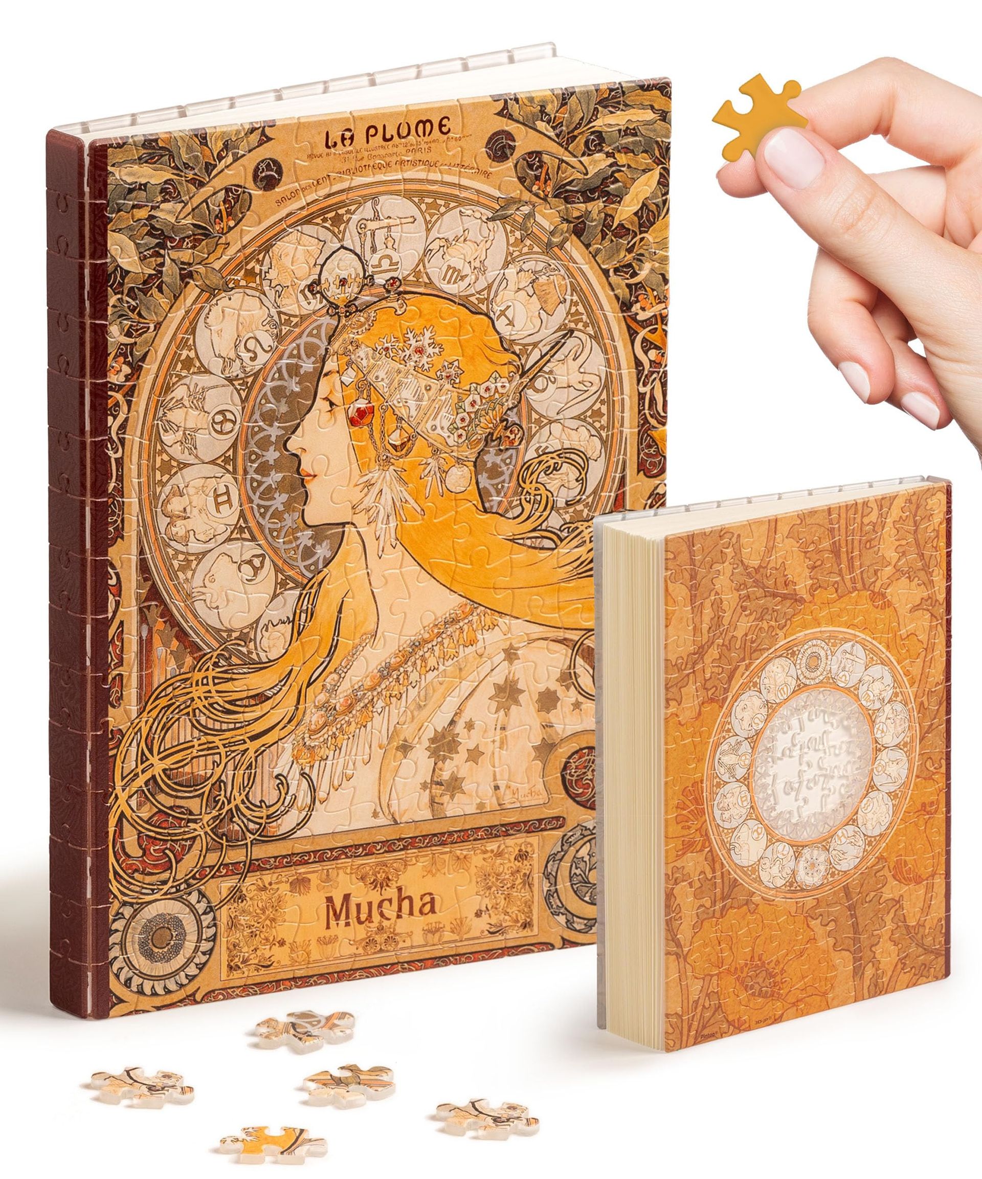 Puzzle Journal for Adults Jigsaw Notebook Gift Book with Alphonse Mucha Artwork - Zodiac A5 YA1056