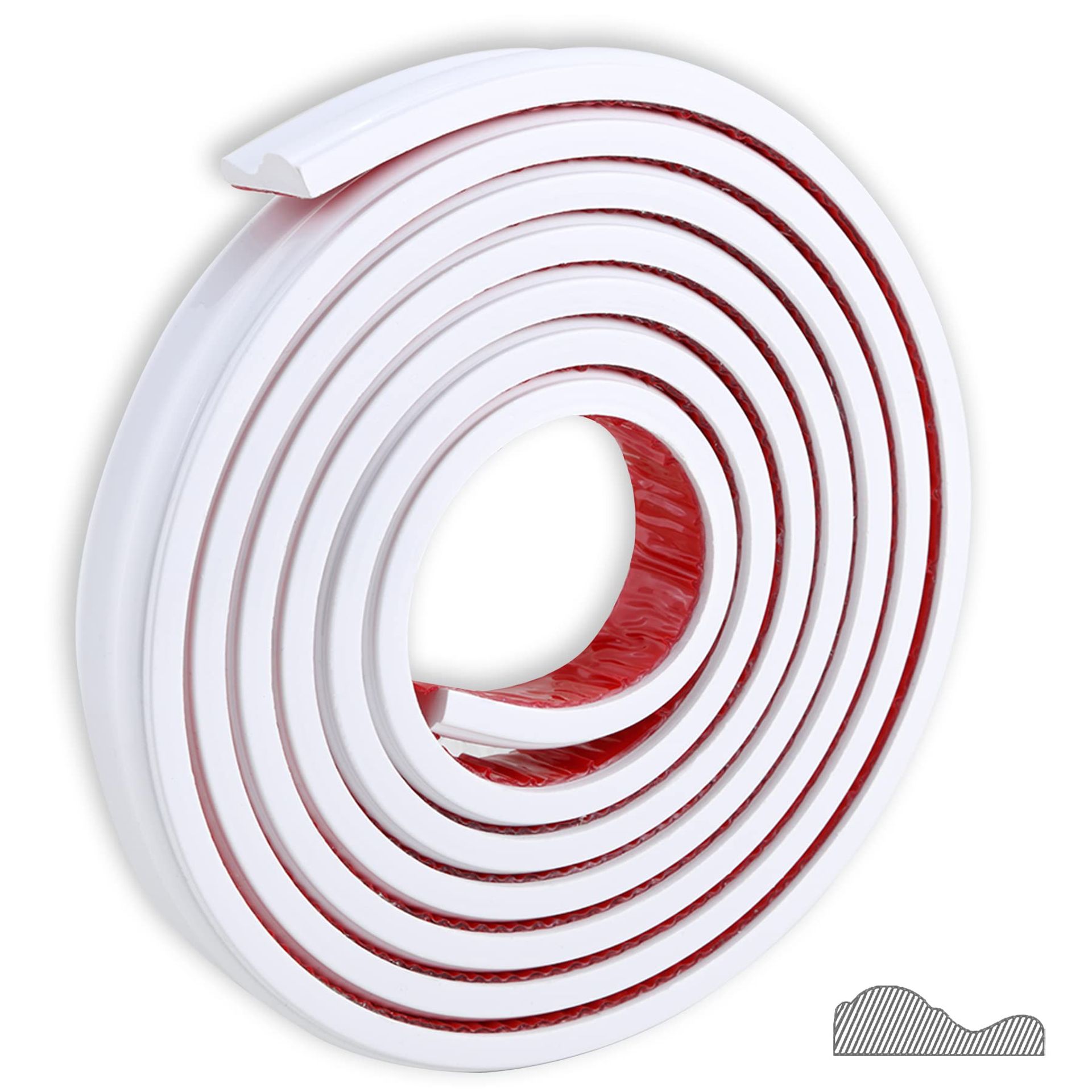 Peel and Stick Chair Rail Moulding Self-Adhesive Wall Trim for Home Decoration and Wall Protection - White 5m x 3cm