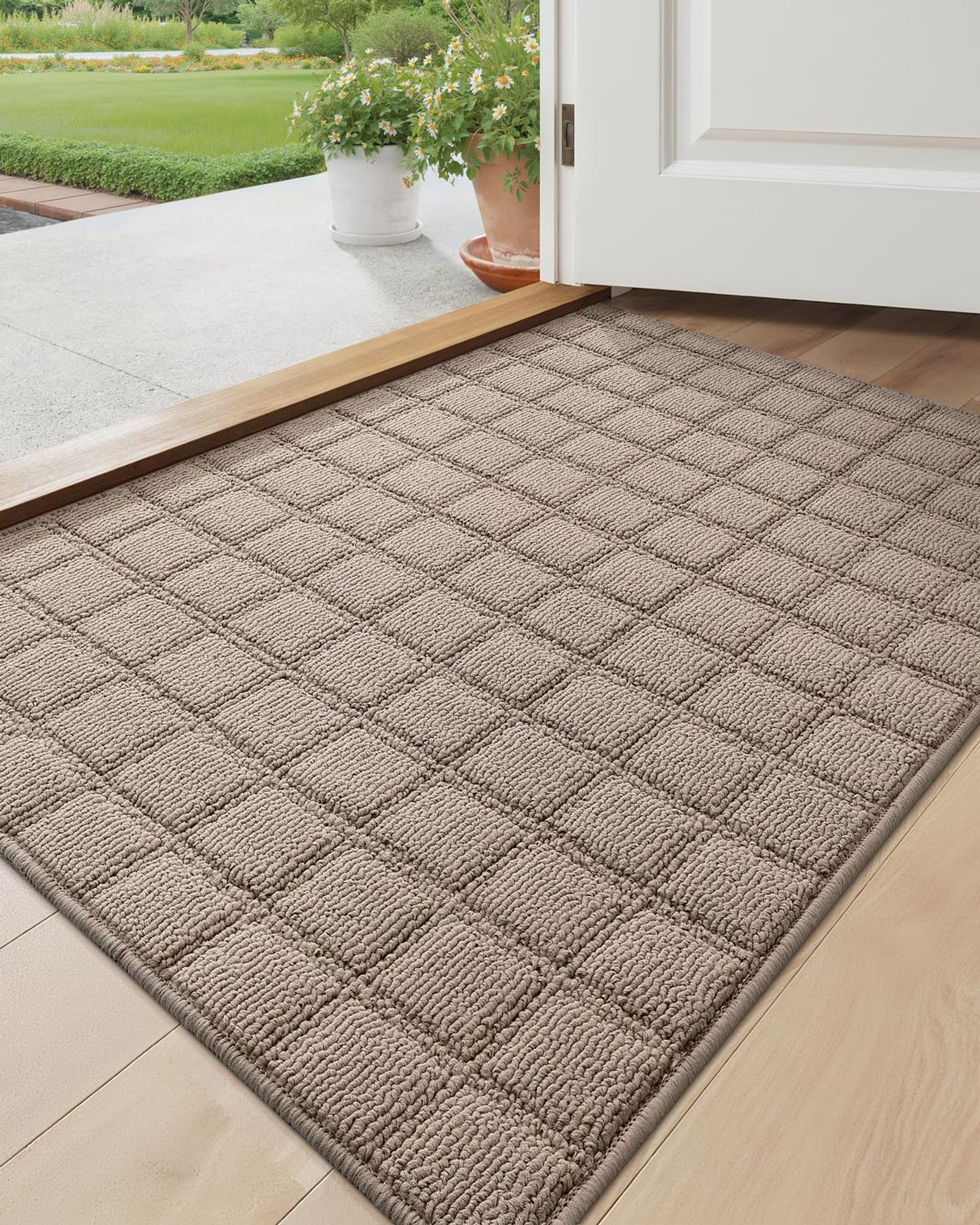 Doormat Dirt Trapper Indoor Entrance Mat Non-Slip Washable Rug - Beige 81x122cm