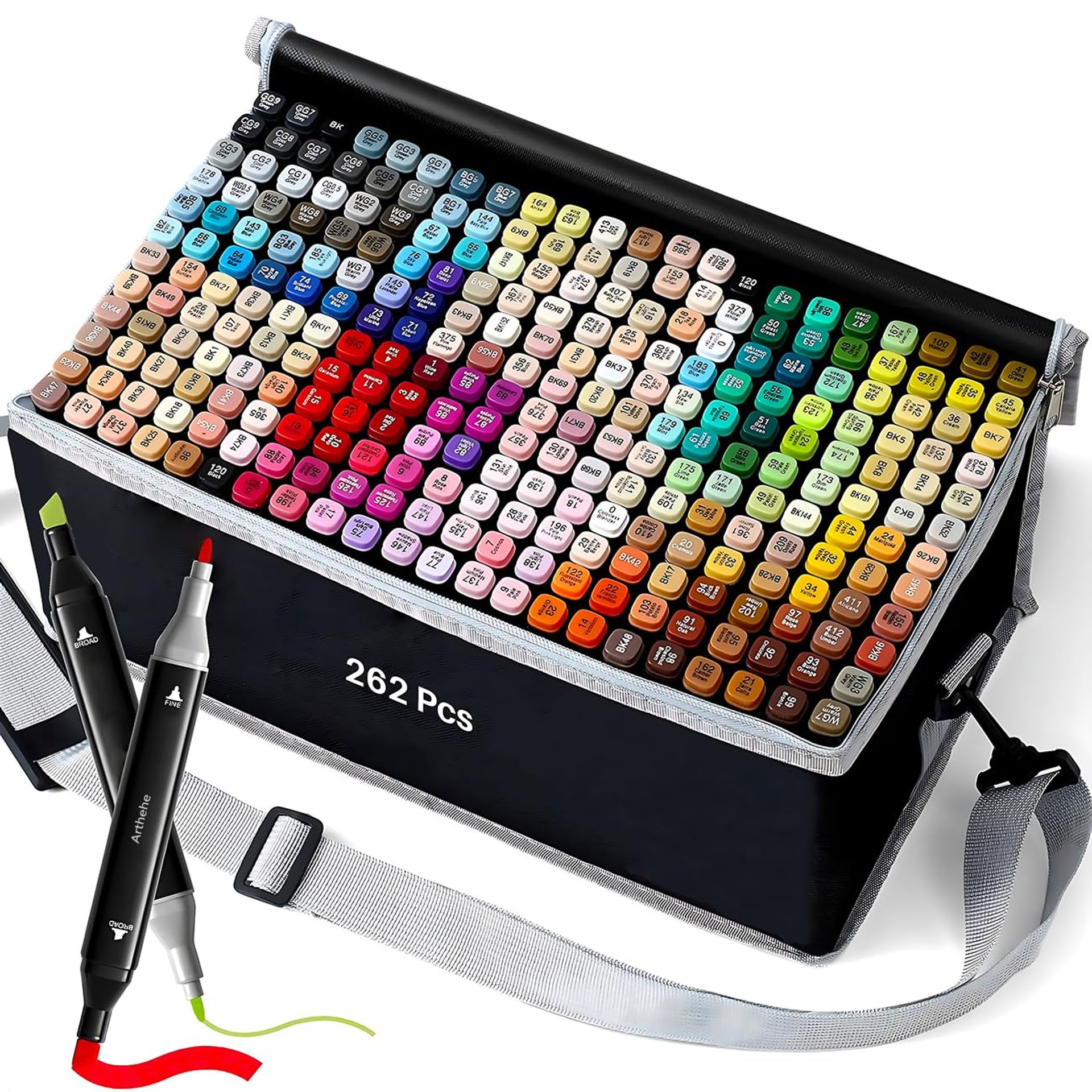 Dual Tip Art Marker Pens Set Permanent Ink for Drawing, Manga & Illustration - 262 Colours 262 Colours