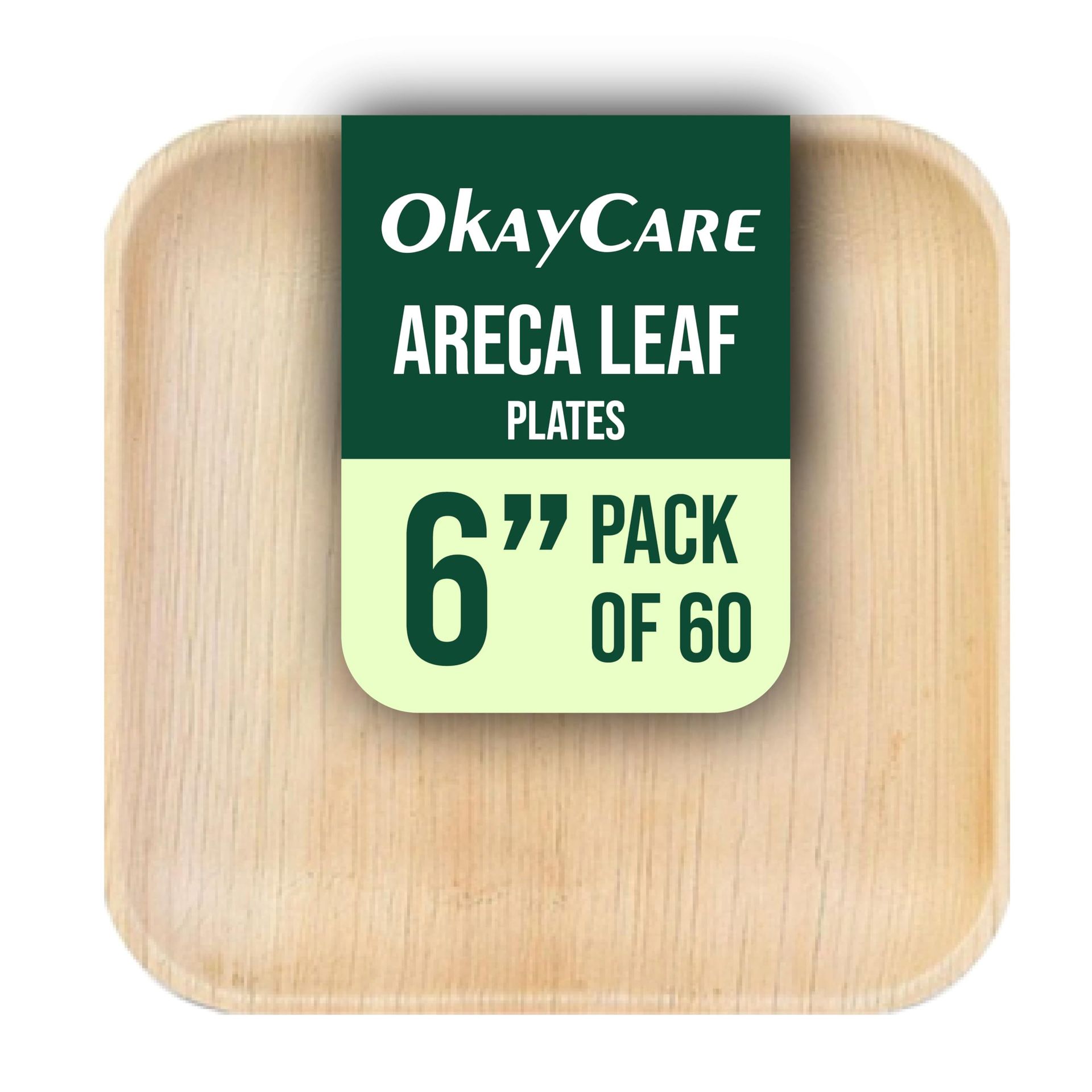 Areca Leaf Disposable Square Plates Compostable Biodegradable Microwave & Oven Safe - Light Brown/Beige 20cm / 8" Square