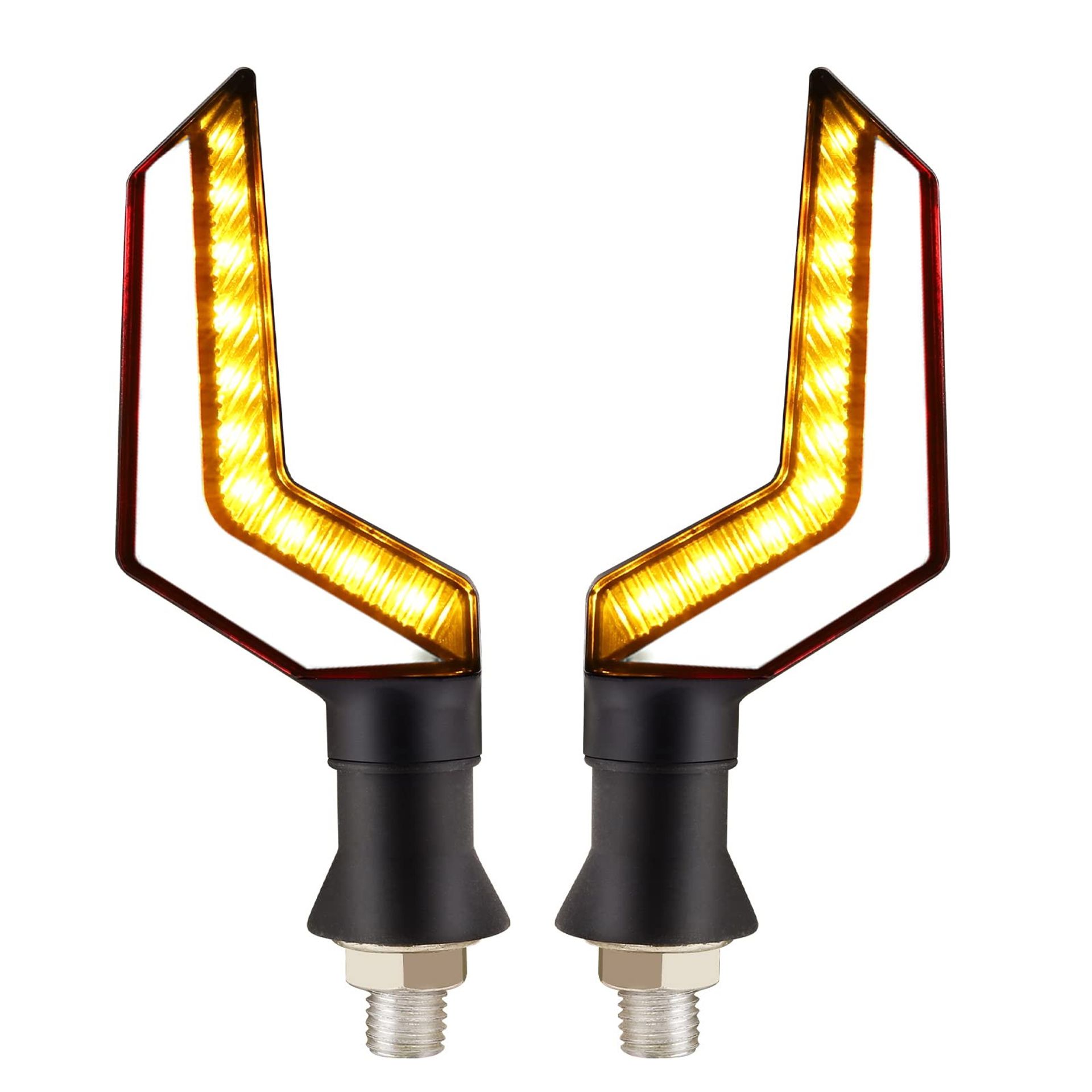 Motorcycle LED Turn Signal Indicator Lights 12V Waterproof Flowing Amber White DRL Set of 2 - Amber White yxturn-AW