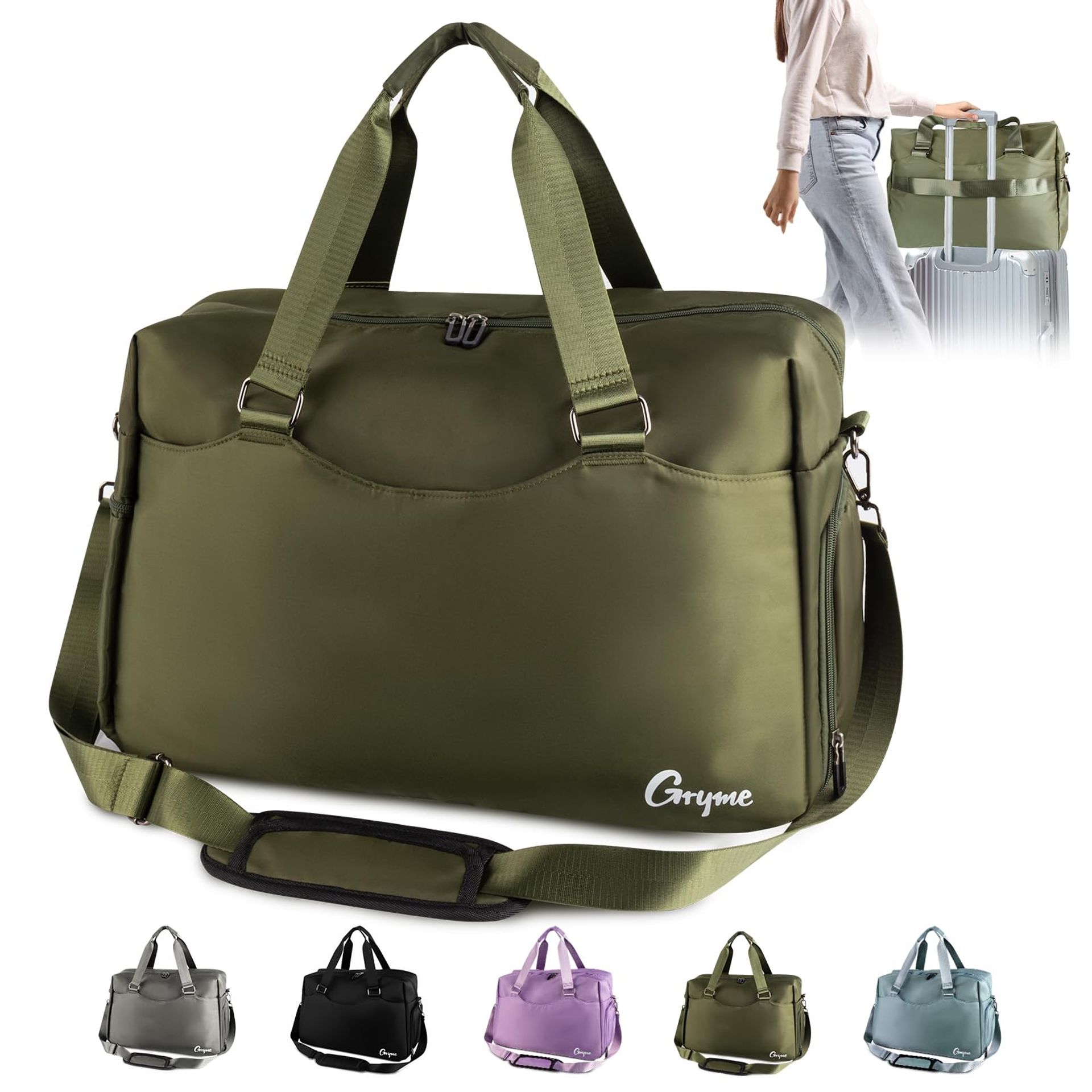 Gym Bag with Shoe & Laptop Compartment Travel Duffle for Sports, Swimming & Weekend Trips - Army Green M