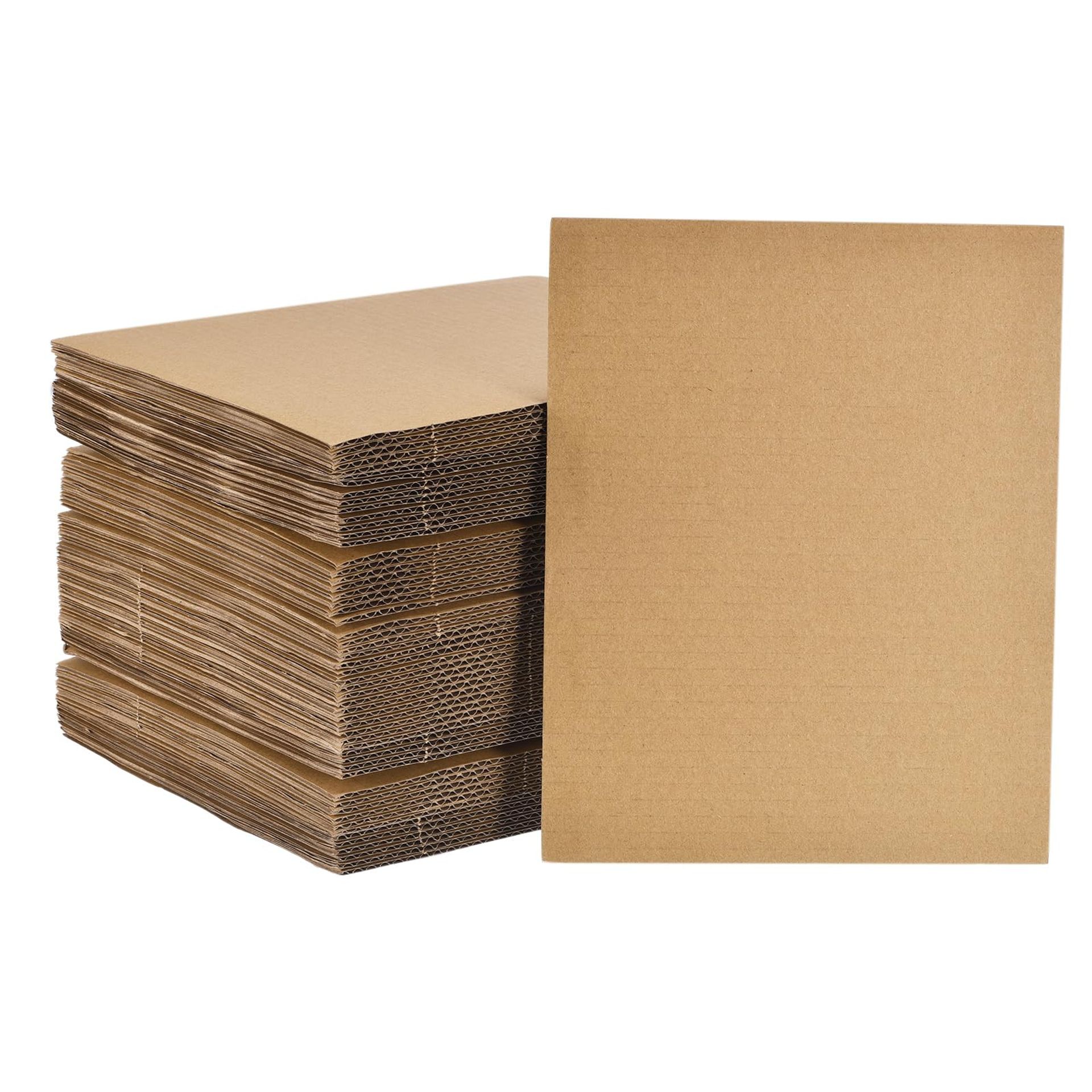 Corrugated Cardboard Sheets 100 Pack 1/8 inch Thick Flat Packing Pads for Mailers, Crafts & Artwork - Brown 8" x 10"