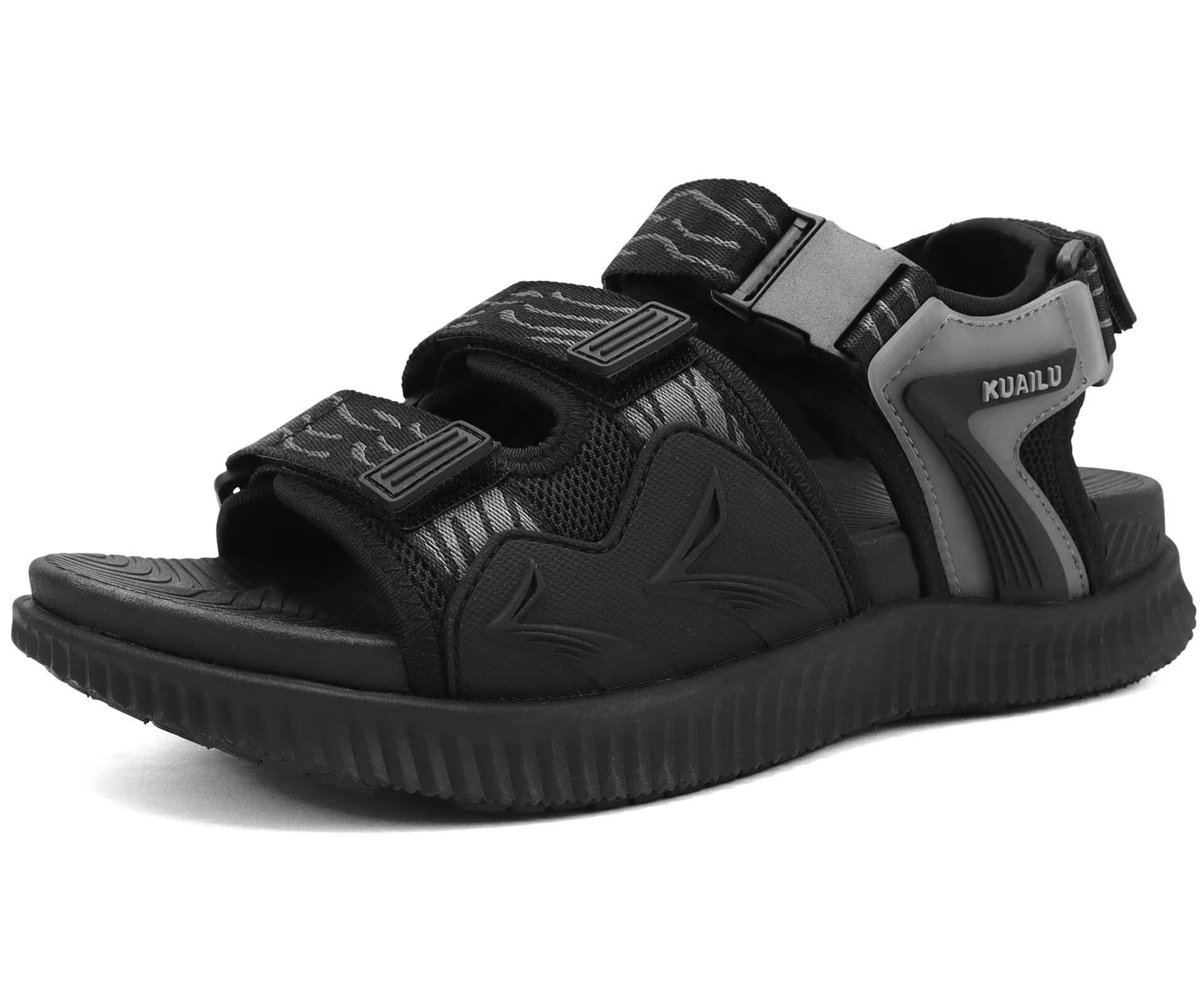 Men's Hiking Sandals with Arch Support Orthotic Comfort Outdoor Water Shoes - Black UK 10.5