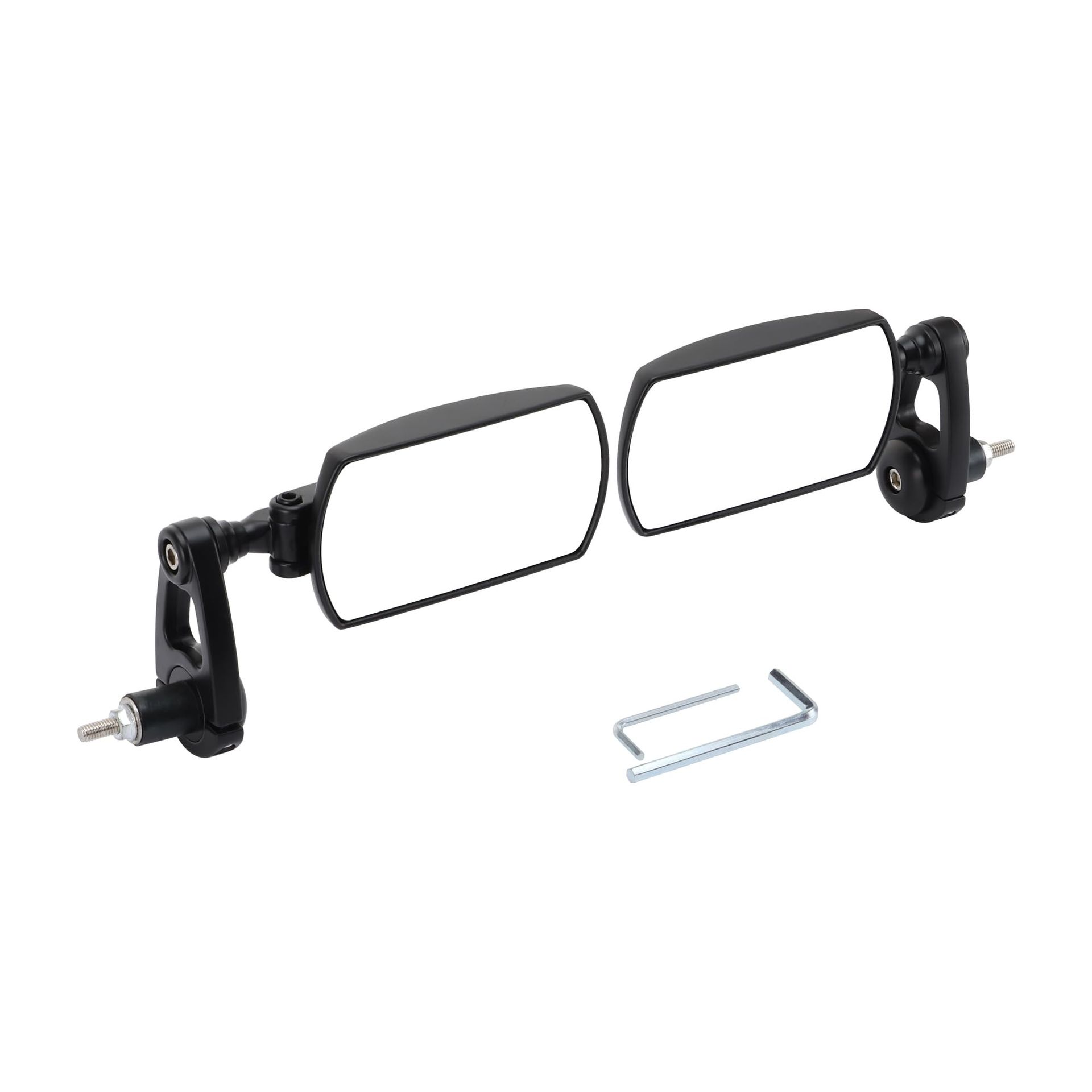 Foldable Aluminium Alloy Universal 7/8" 22mm Handlebar End Rear View Mirrors for Motorcycle, ATV, Scooter & Go Kart - Black 16x4.5cm