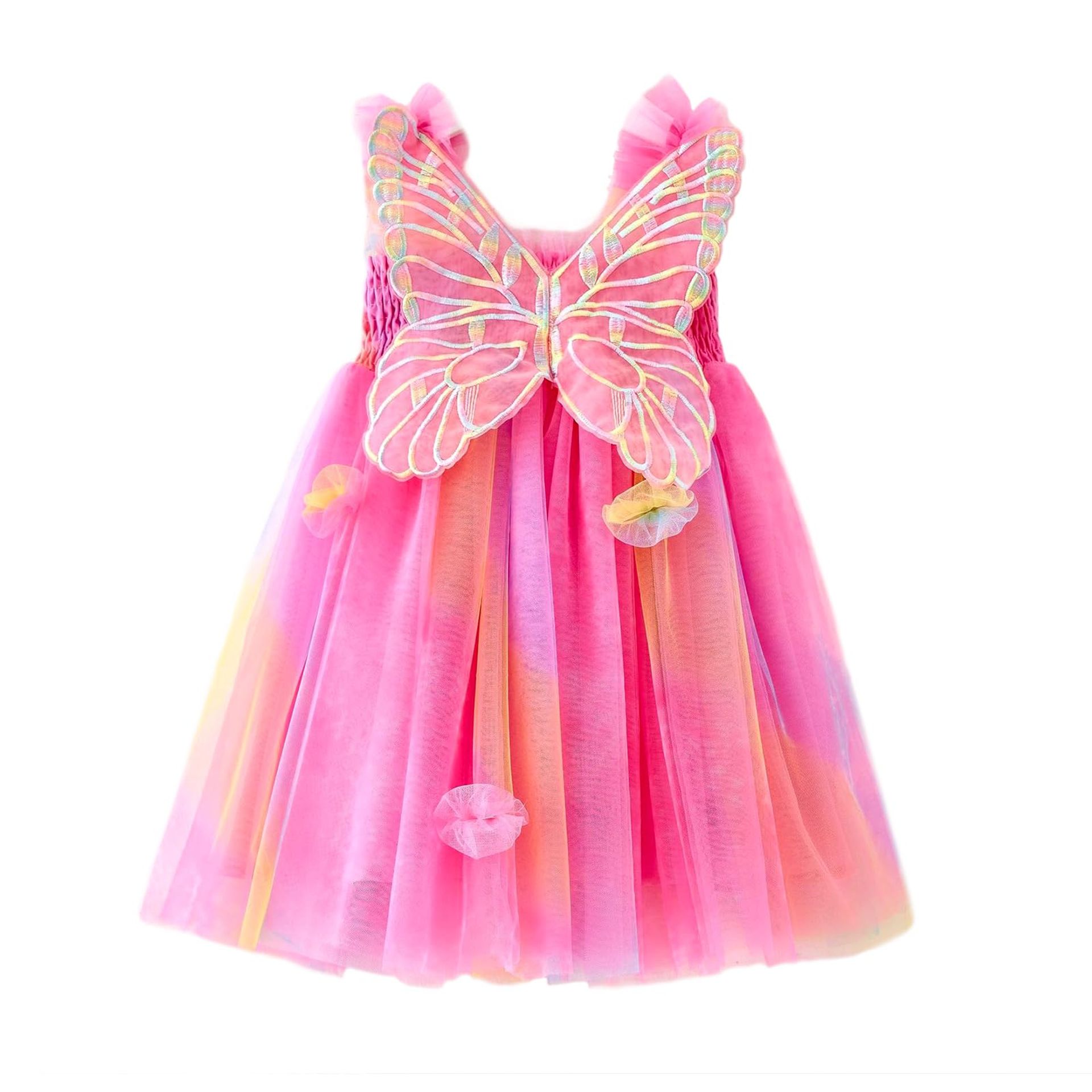 Baby Girl Sleeveless Tulle Butterfly Princess Party Dress Floral Tutu - Unicorn 2-3 Years
