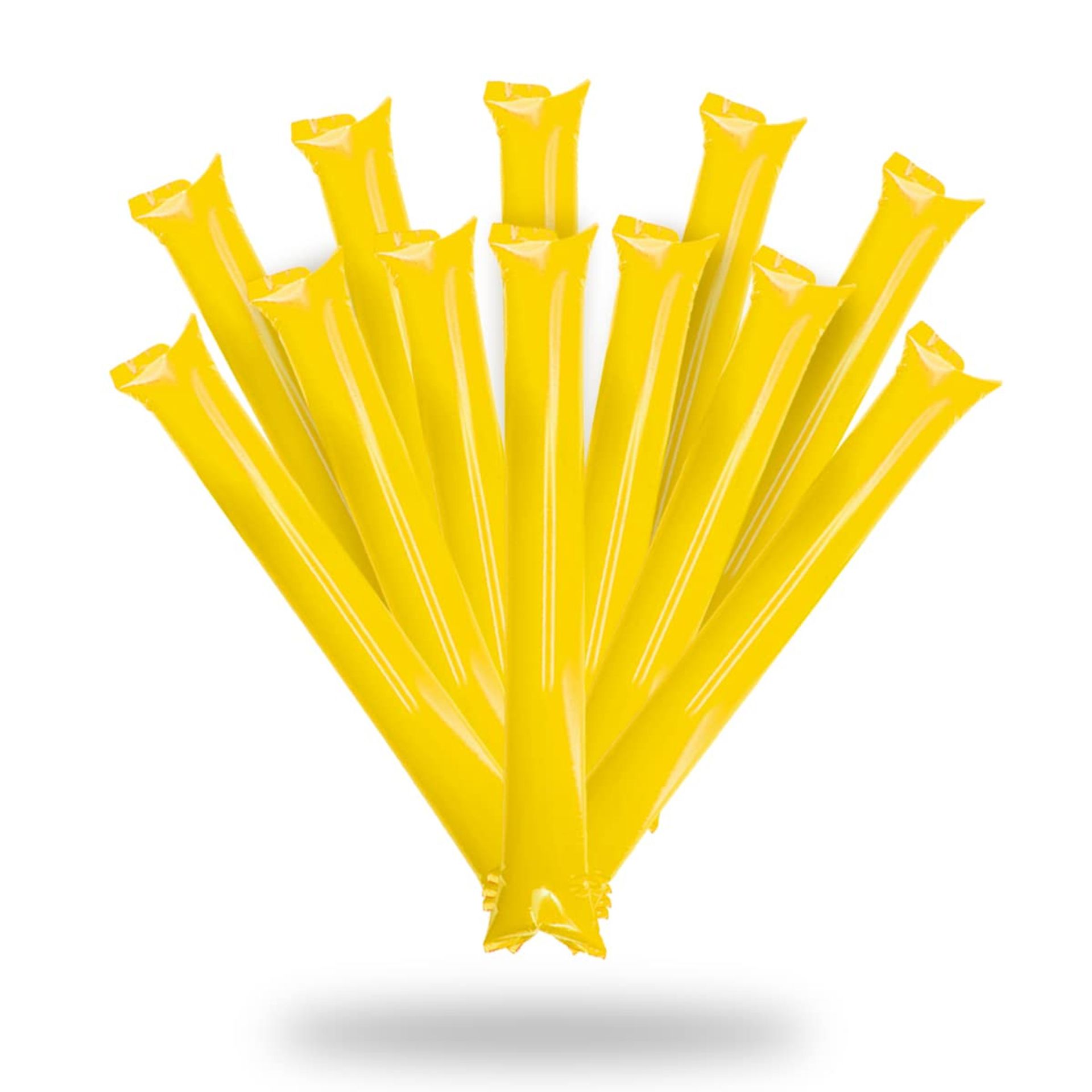 Pack of 100 Reusable Inflatable Clapping Sticks Loud Thunder Noisemakers for Sports, Parties and Events - Yellow Normal