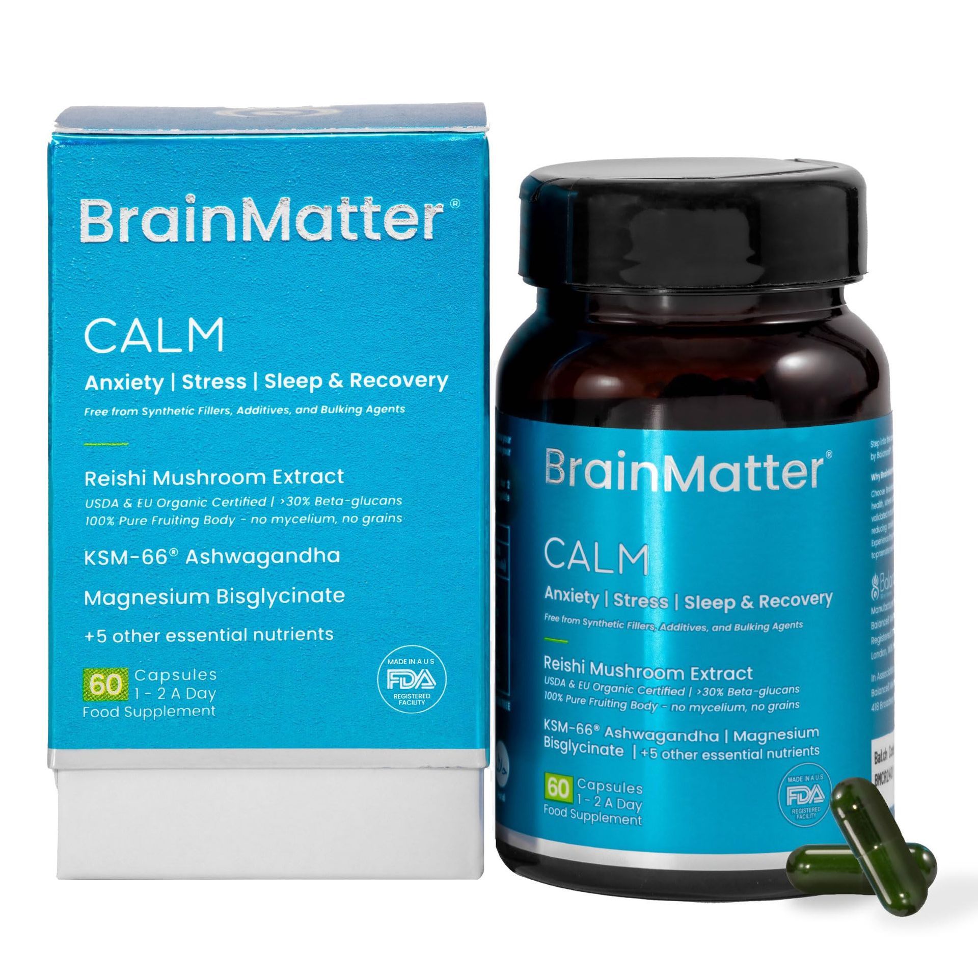 Calm Adaptogen Blend Sleep Supplement with Ashwagandha, Reishi & Magnesium - 60 Capsules