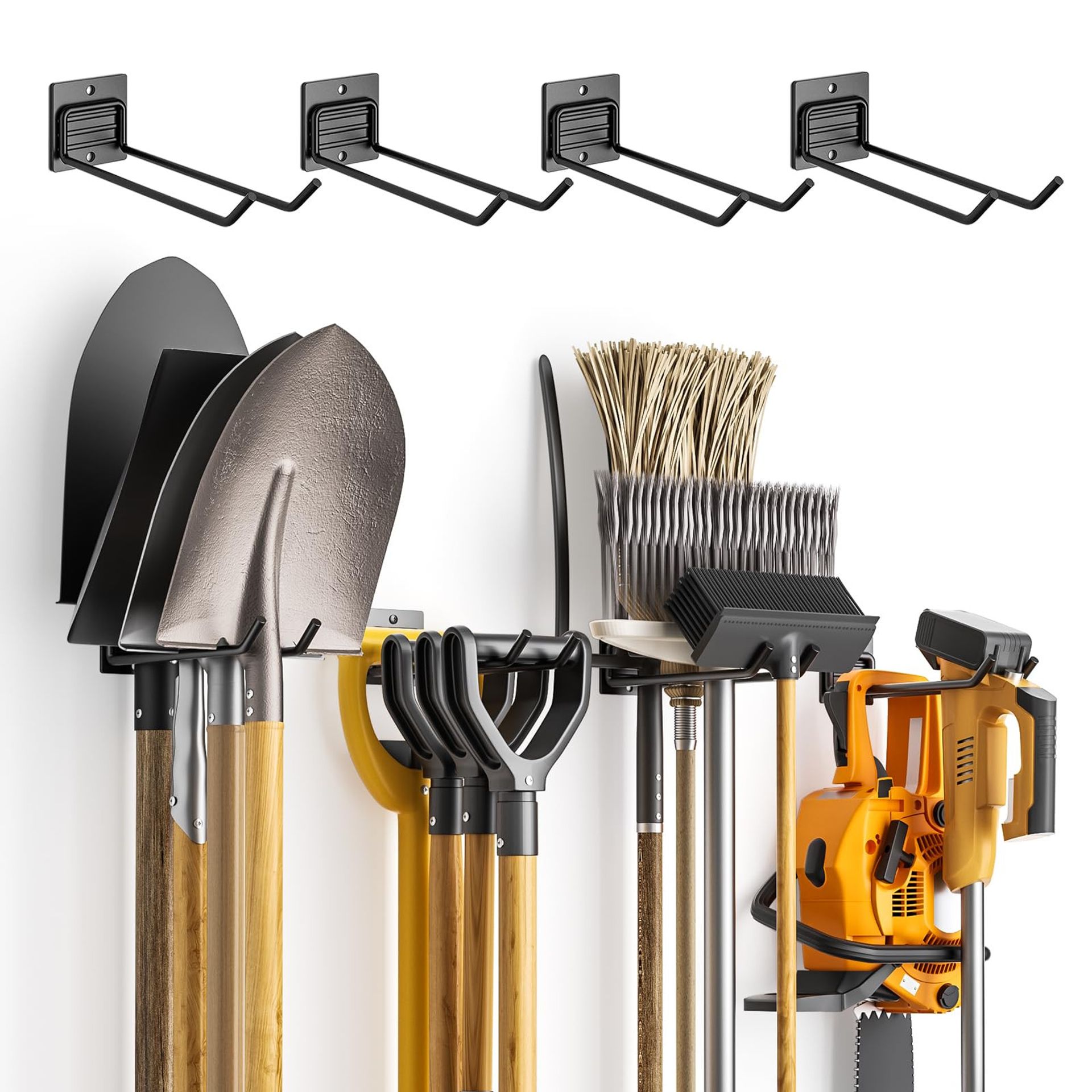 Wall Mounted Garage Storage Hooks Heavy Duty Garden Tool Rack 8 Pack Double-Prong Design - Grey 8Pack