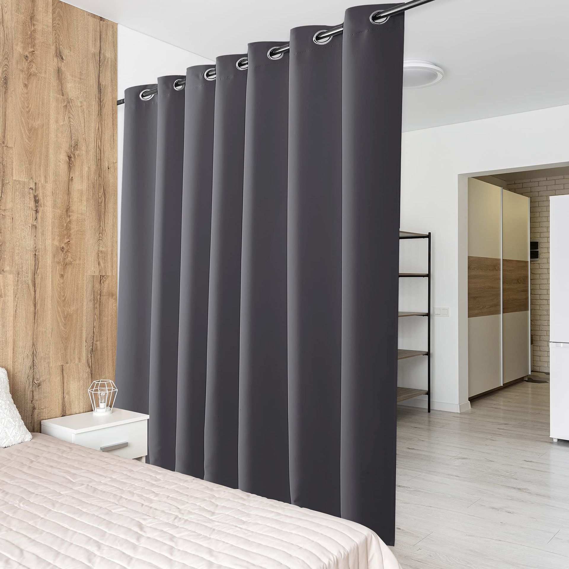 Blackout Thermal Insulated Curtain Extra Wide Eyelet Panel for Bedroom or Living Room – Privacy and Light Blocking - Grey W100" x L108"