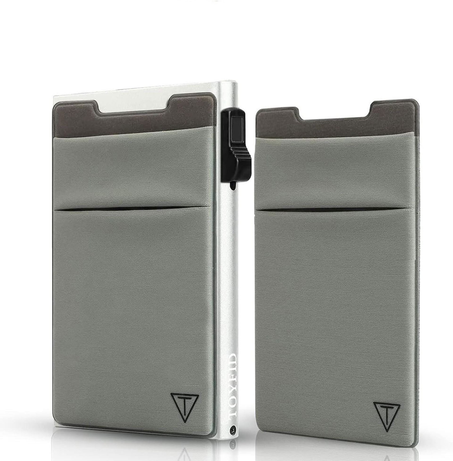 Slim Metal RFID Blocking Credit Card Wallet Pop Up Minimalist Design with Cash Pocket - Silver S