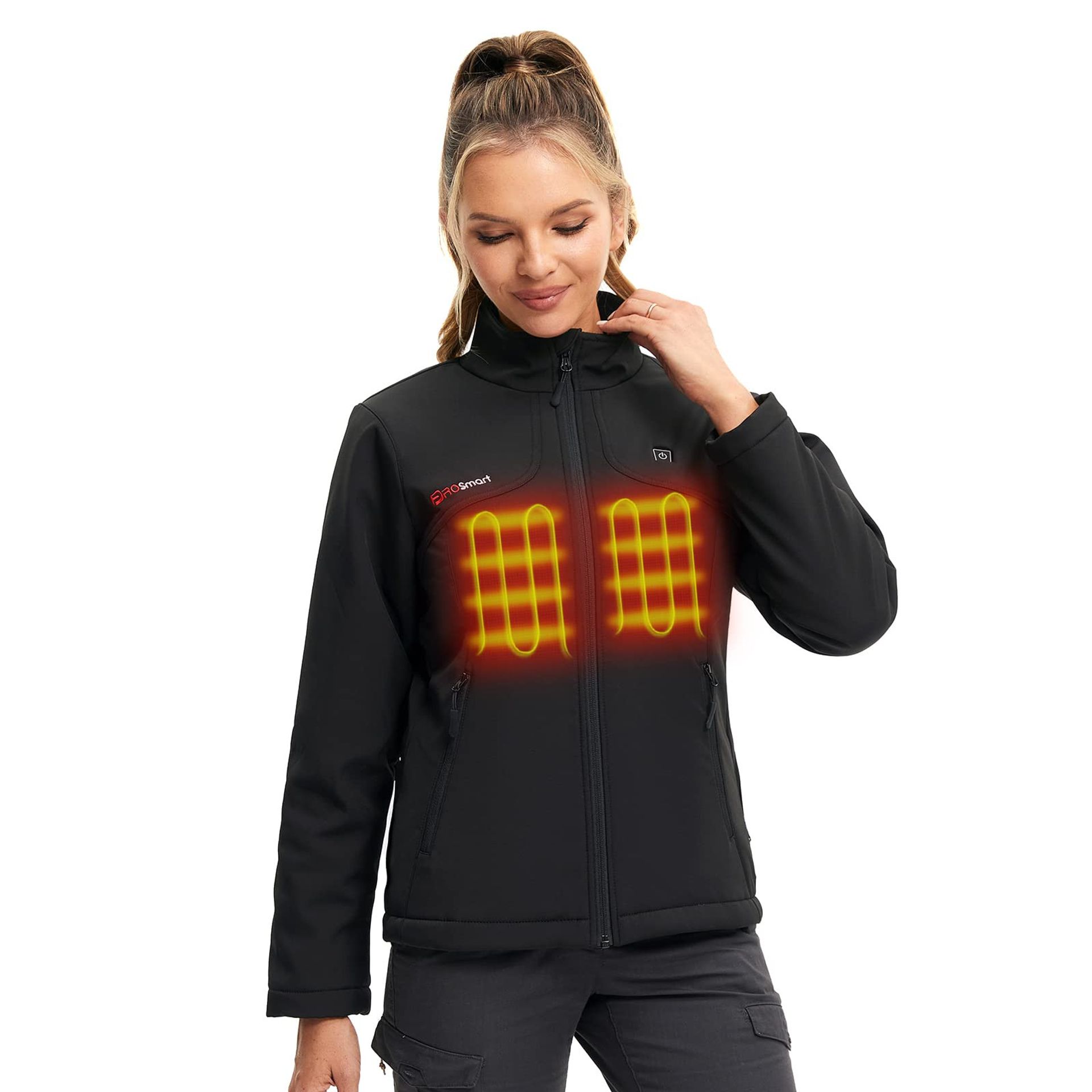 Women's Heated Jacket Waterproof Electric Gilet with 12V Battery Pack for Outdoor Sports - Black M
