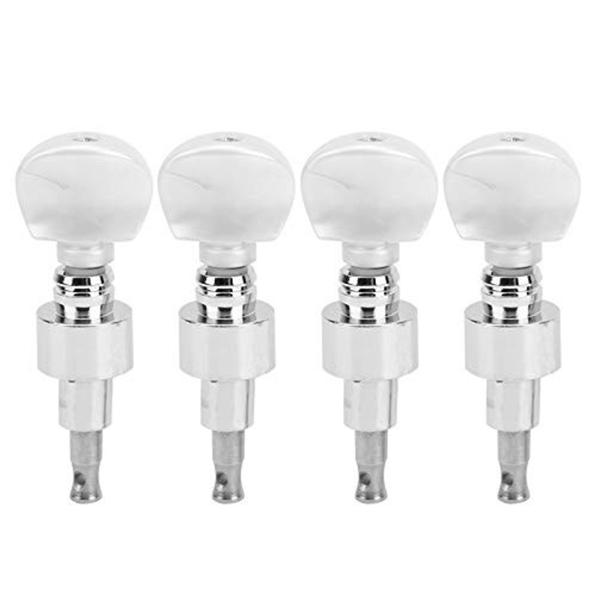 Banjo Geared Machine Set 4Pcs Zinc Alloy Tuners with Pearled Pegs, Washers and Nuts for Stable Performance - Silver