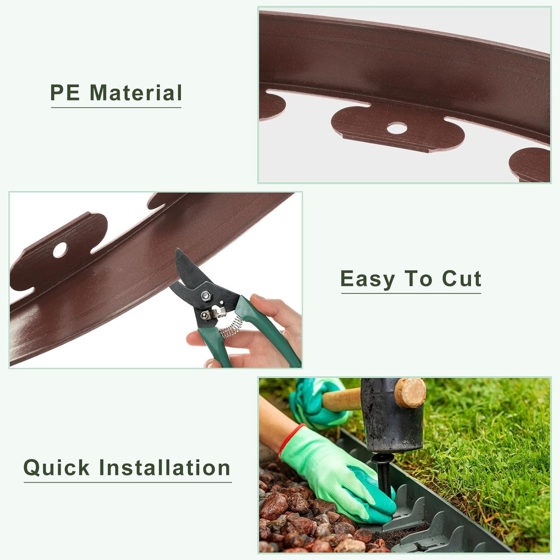 Landscape Edging Kit 100FT with 93 Stakes Flexible Garden Border for Lawn & Flower Bed - Coffee 100FT x 2"